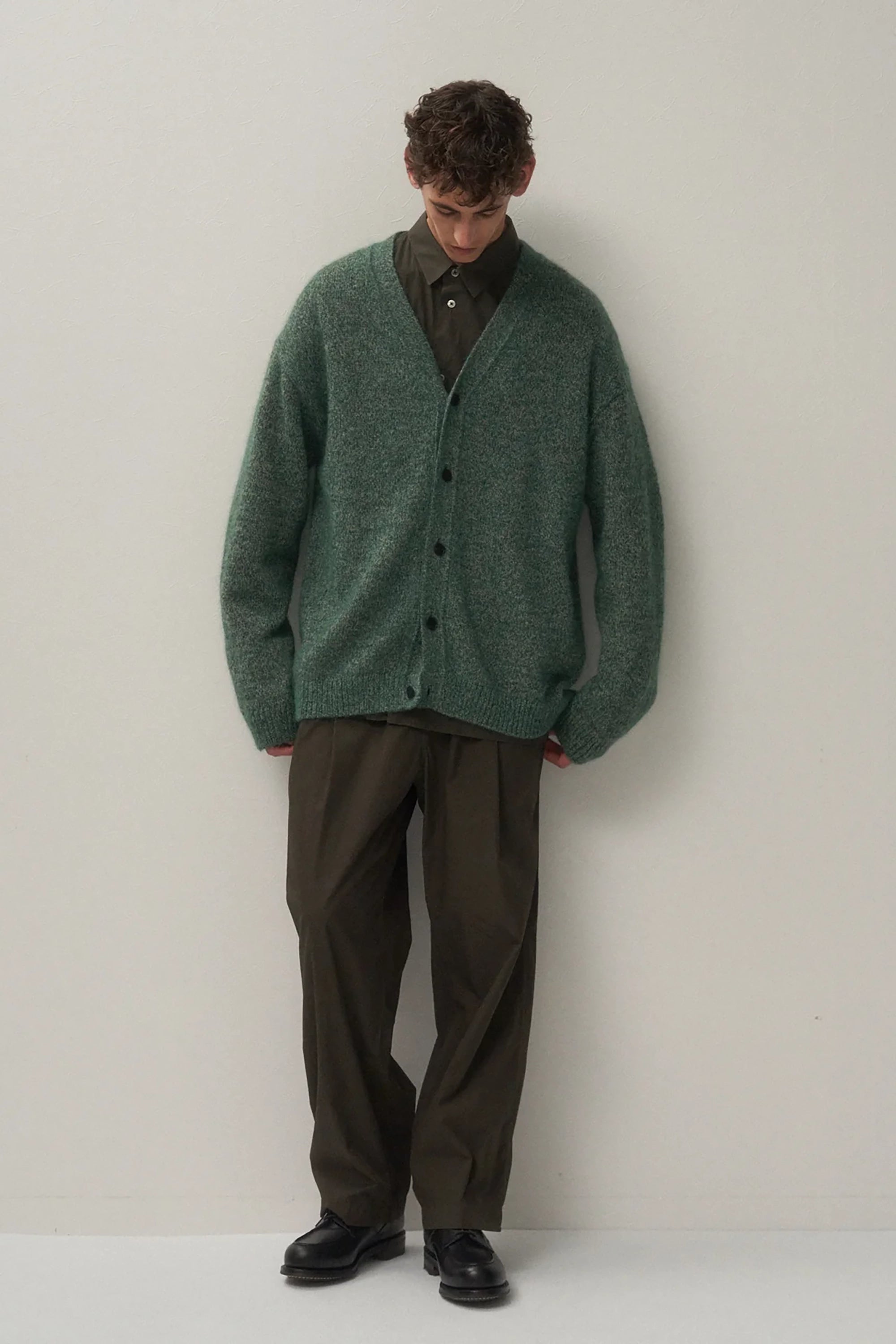 Green Wool Alpaca Oversized Cardigan