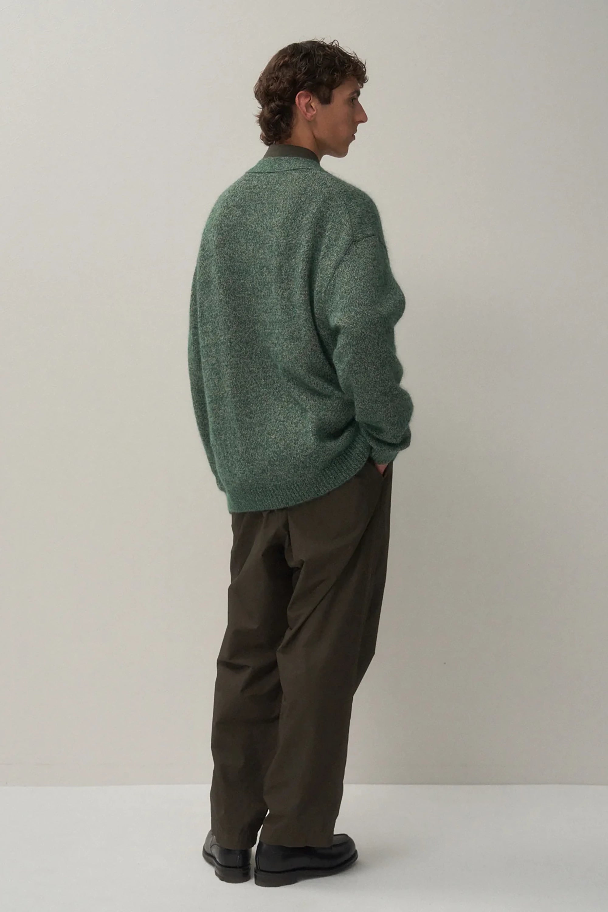 Green Wool Alpaca Oversized Cardigan