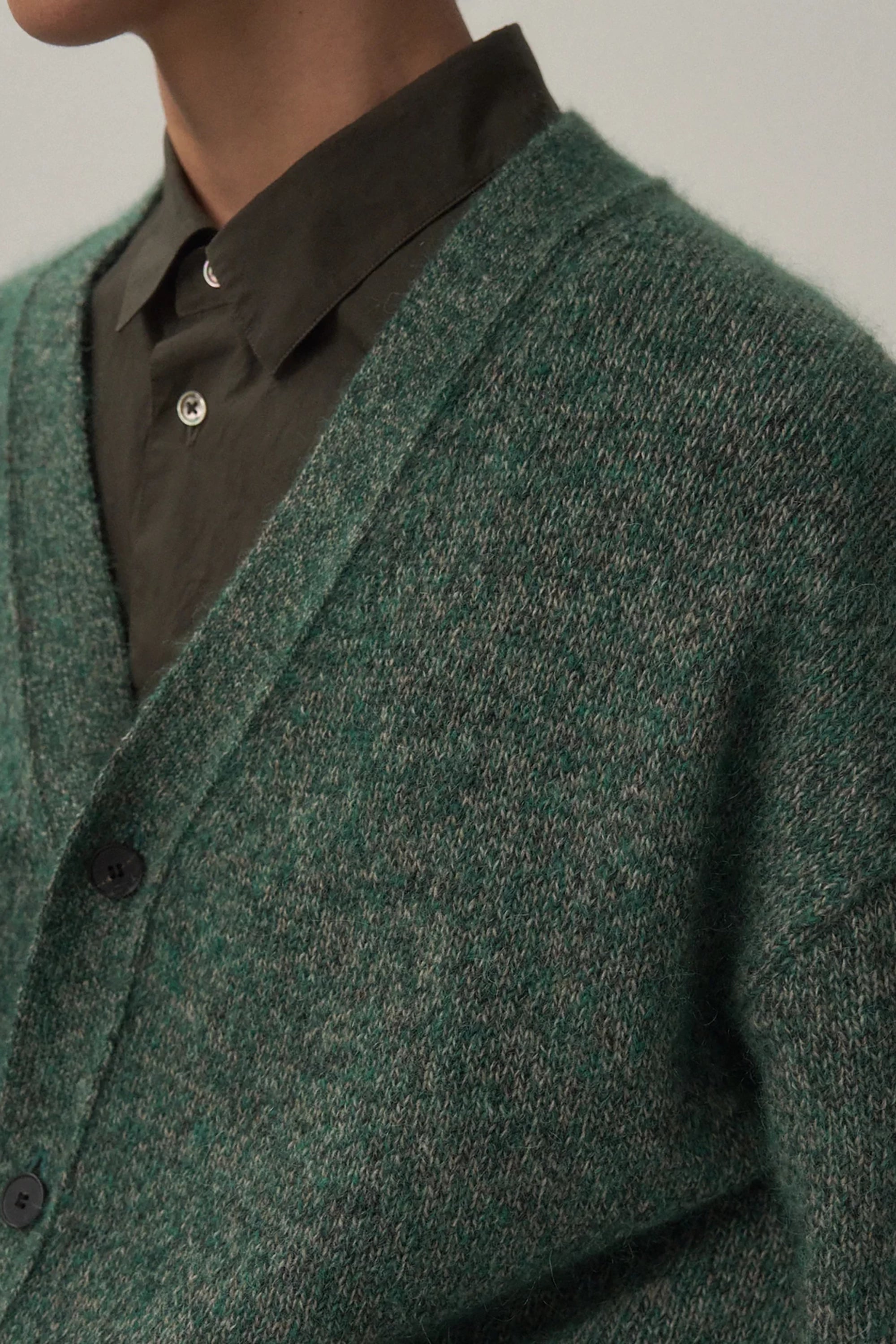 Green Wool Alpaca Oversized Cardigan