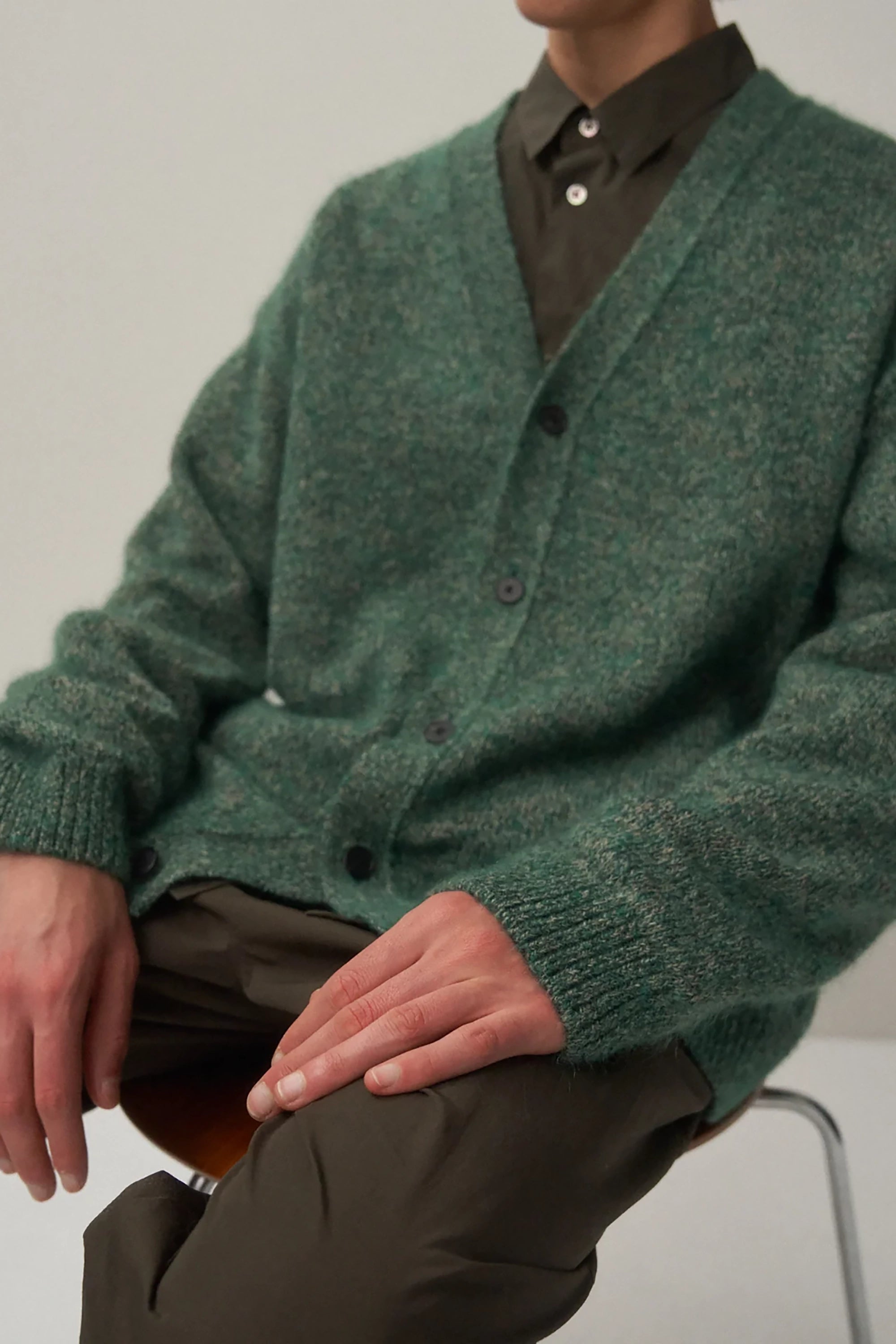 Green Wool Alpaca Oversized Cardigan