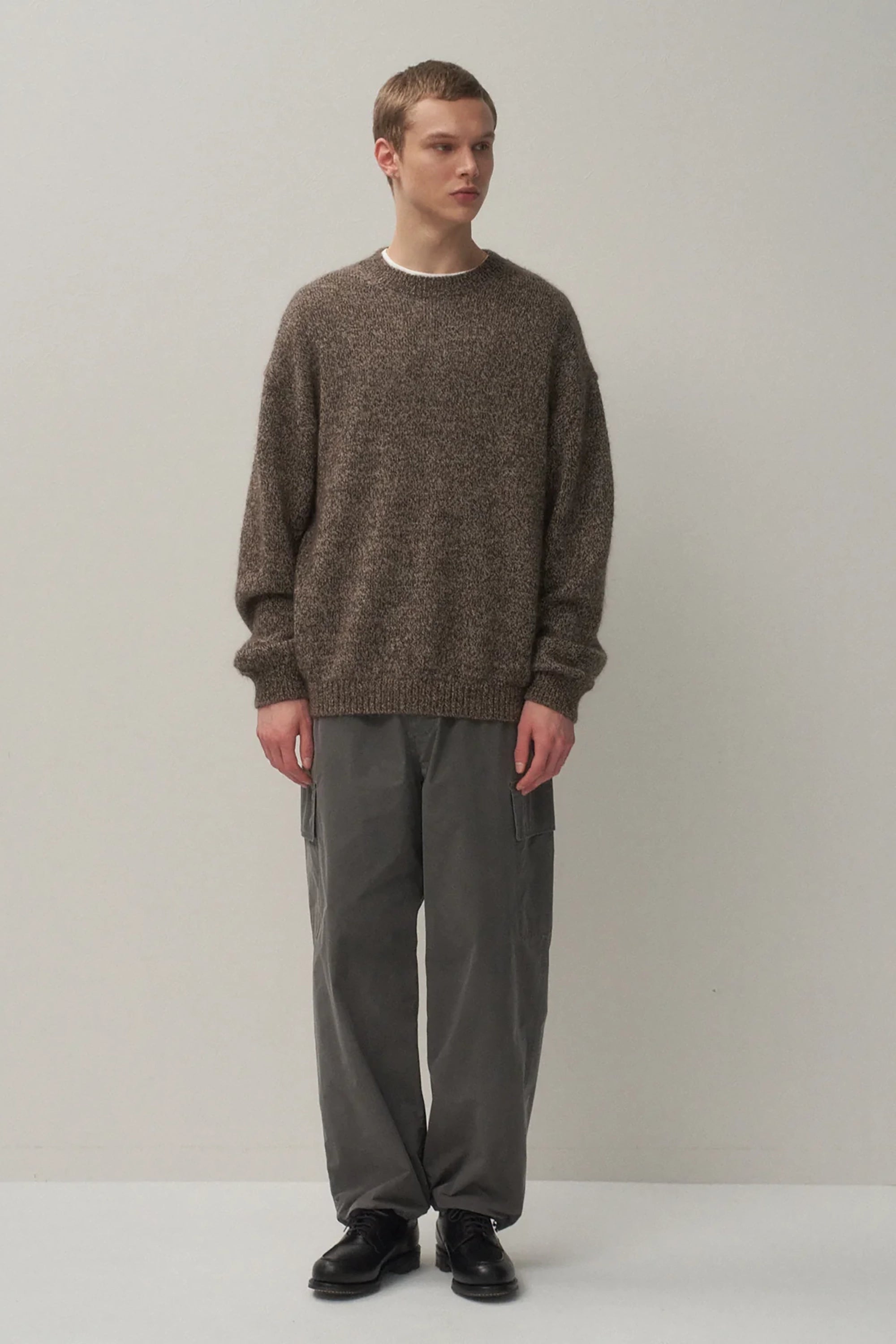 Brown Wool Alpaca Crewneck Sweater