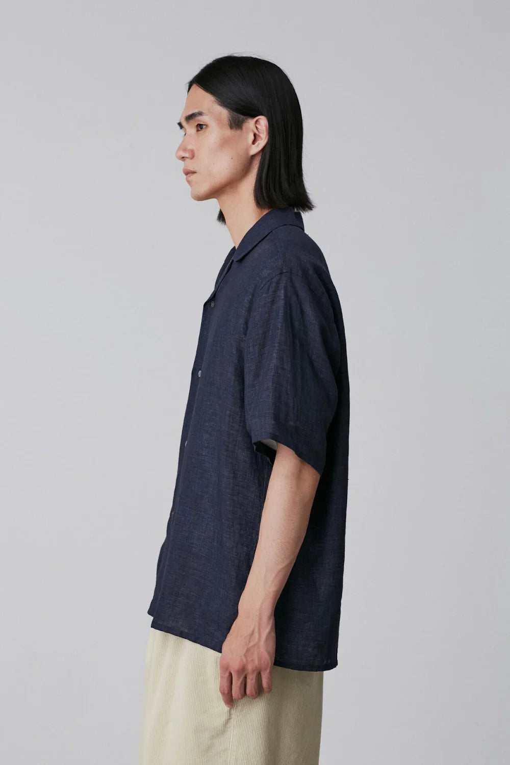 Navy Linen Poplin Shirt