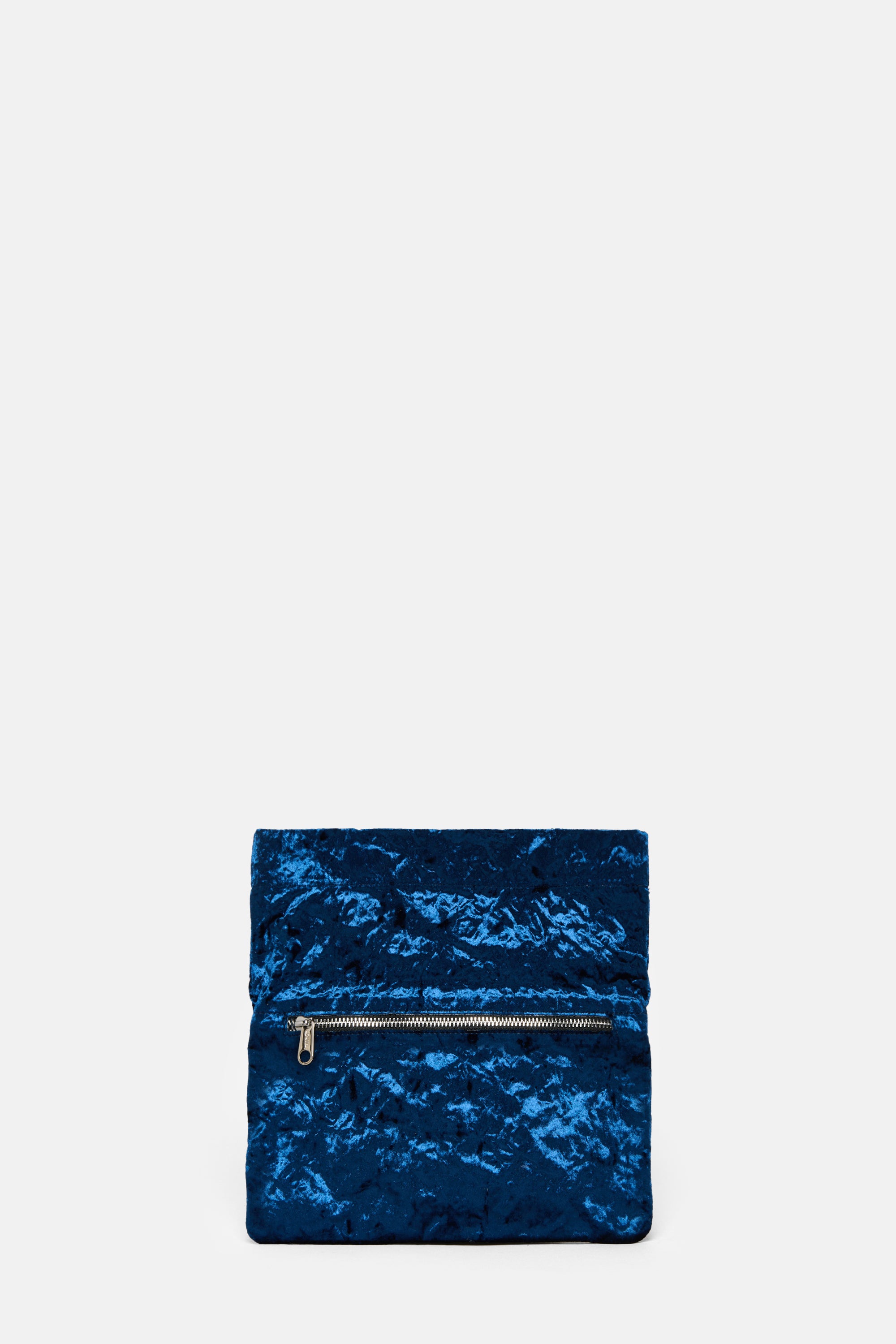 Dark Blue Velvet Flap Bag