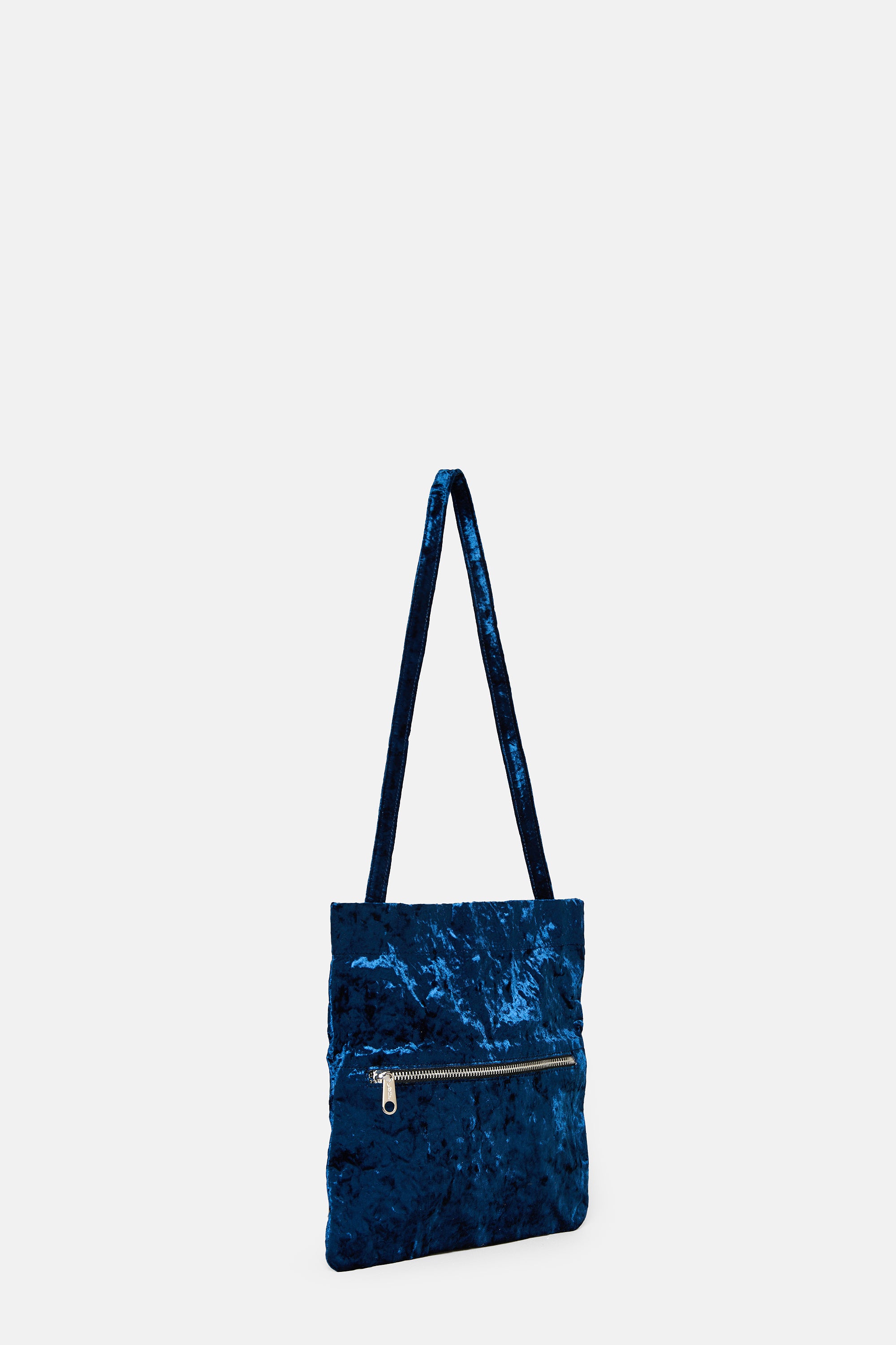 Dark Blue Velvet Flap Bag