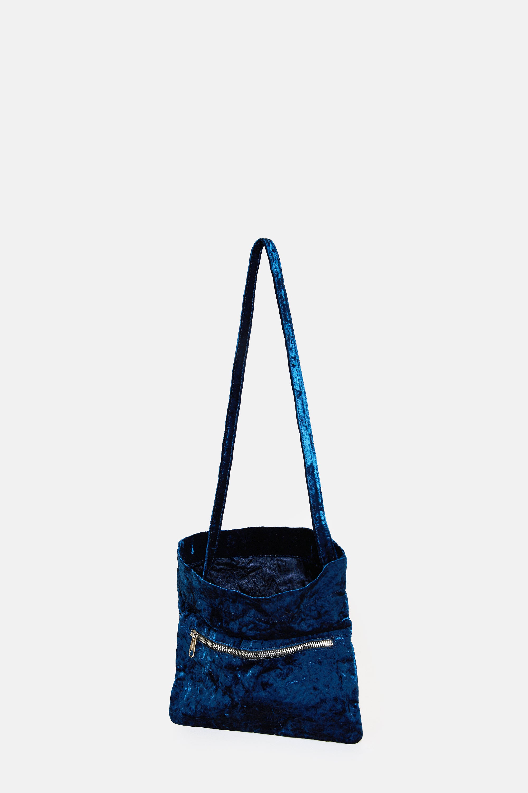 Dark Blue Velvet Flap Bag