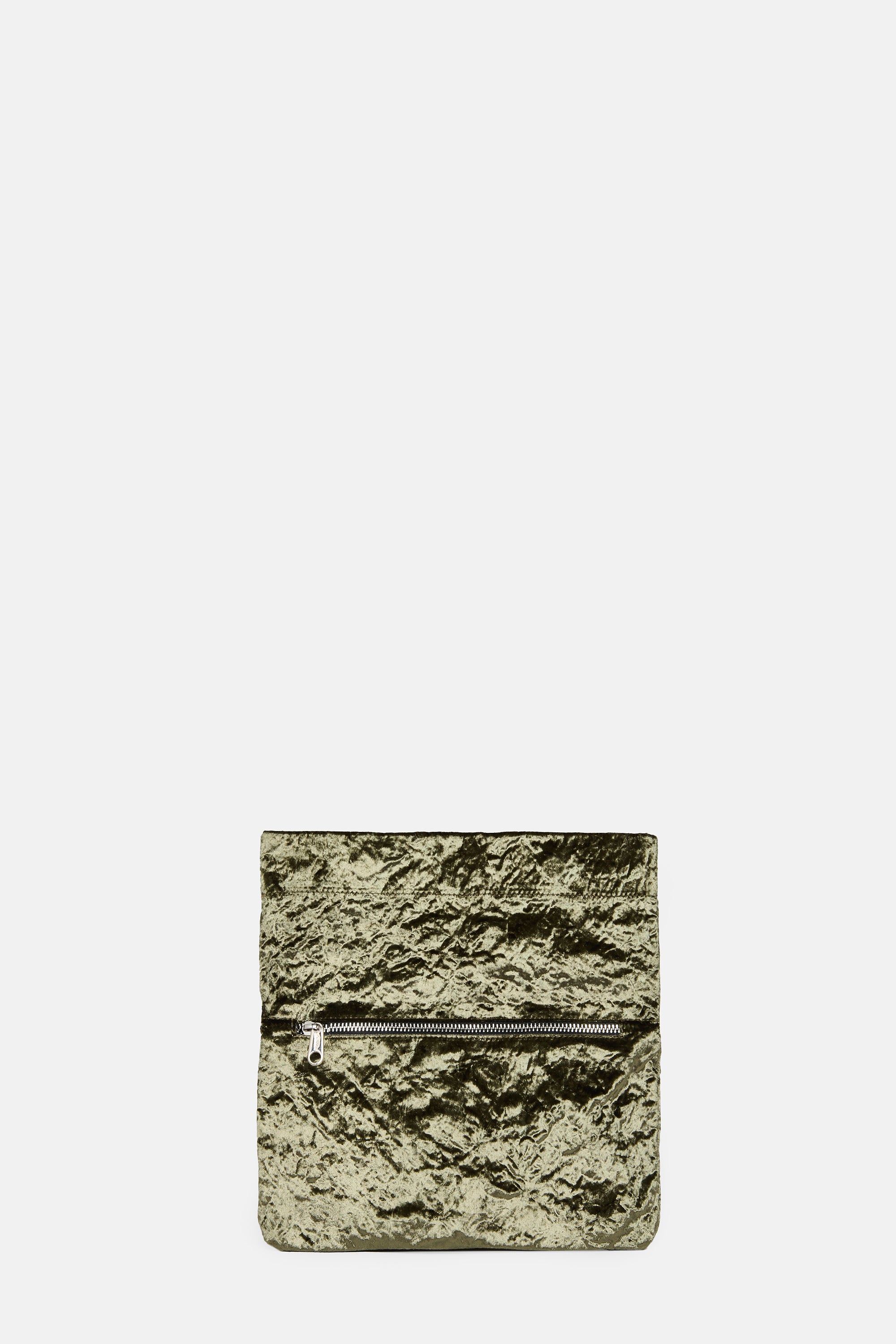 Khaki Velvet Flap Bag