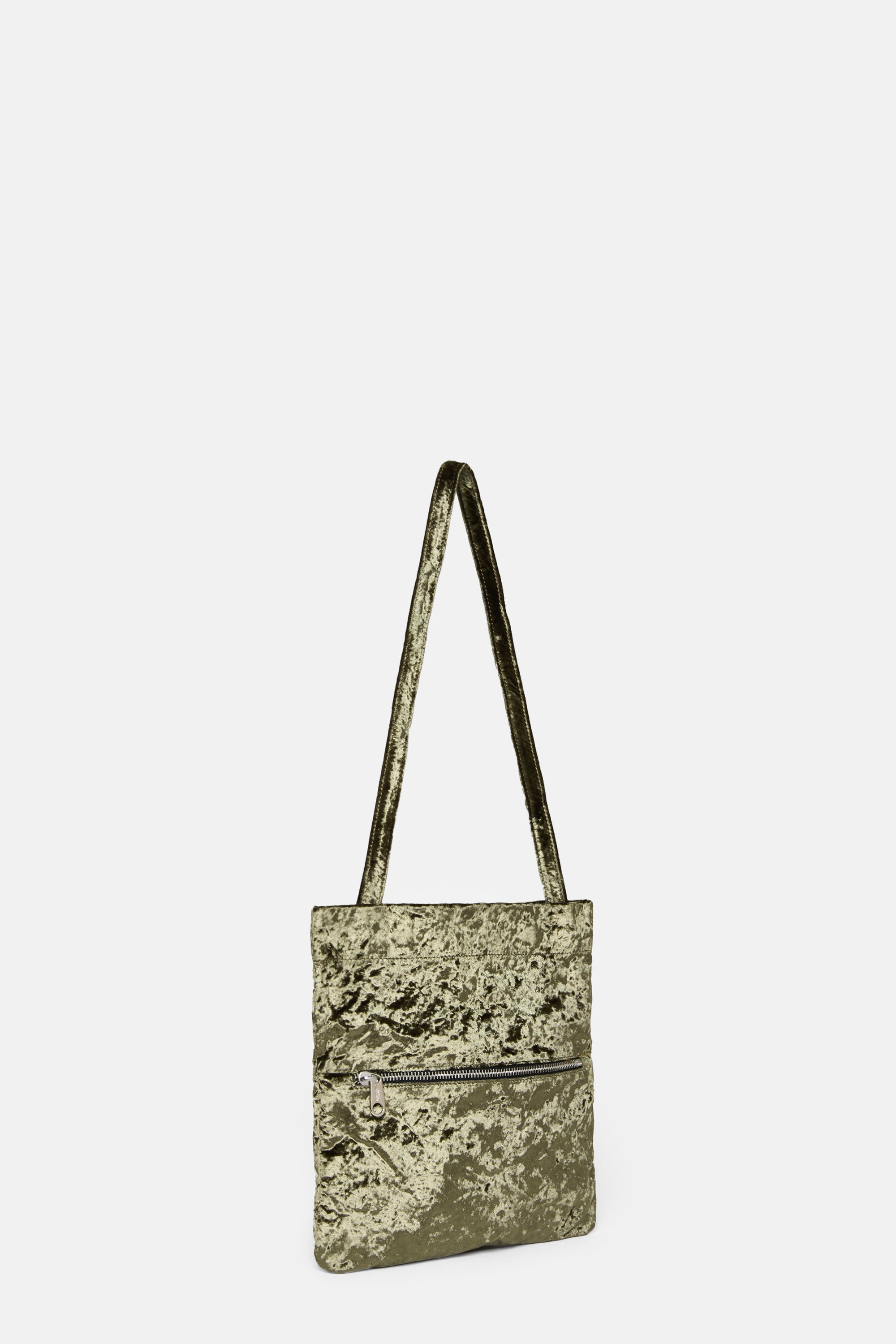 Khaki Velvet Flap Bag