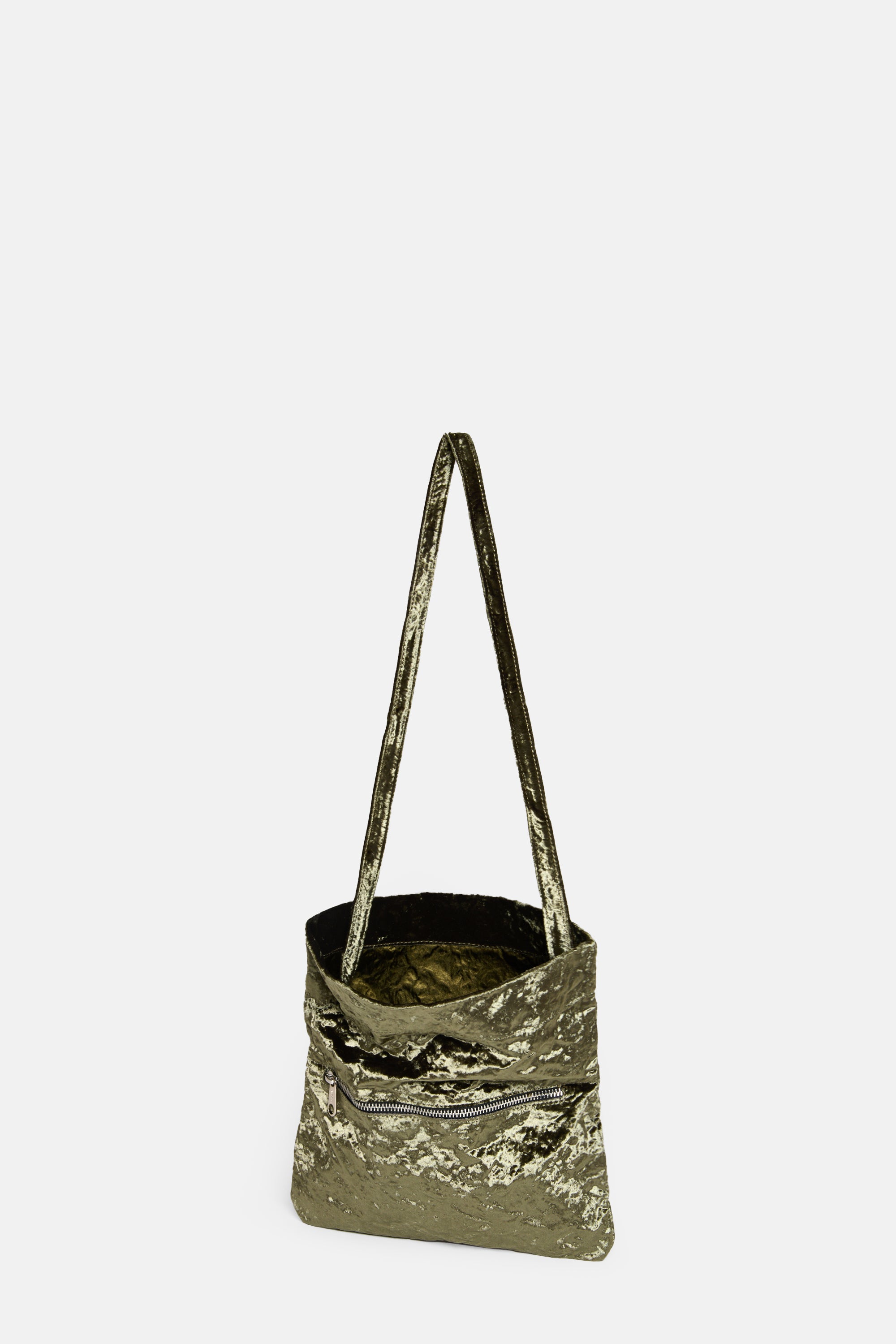 Khaki Velvet Flap Bag