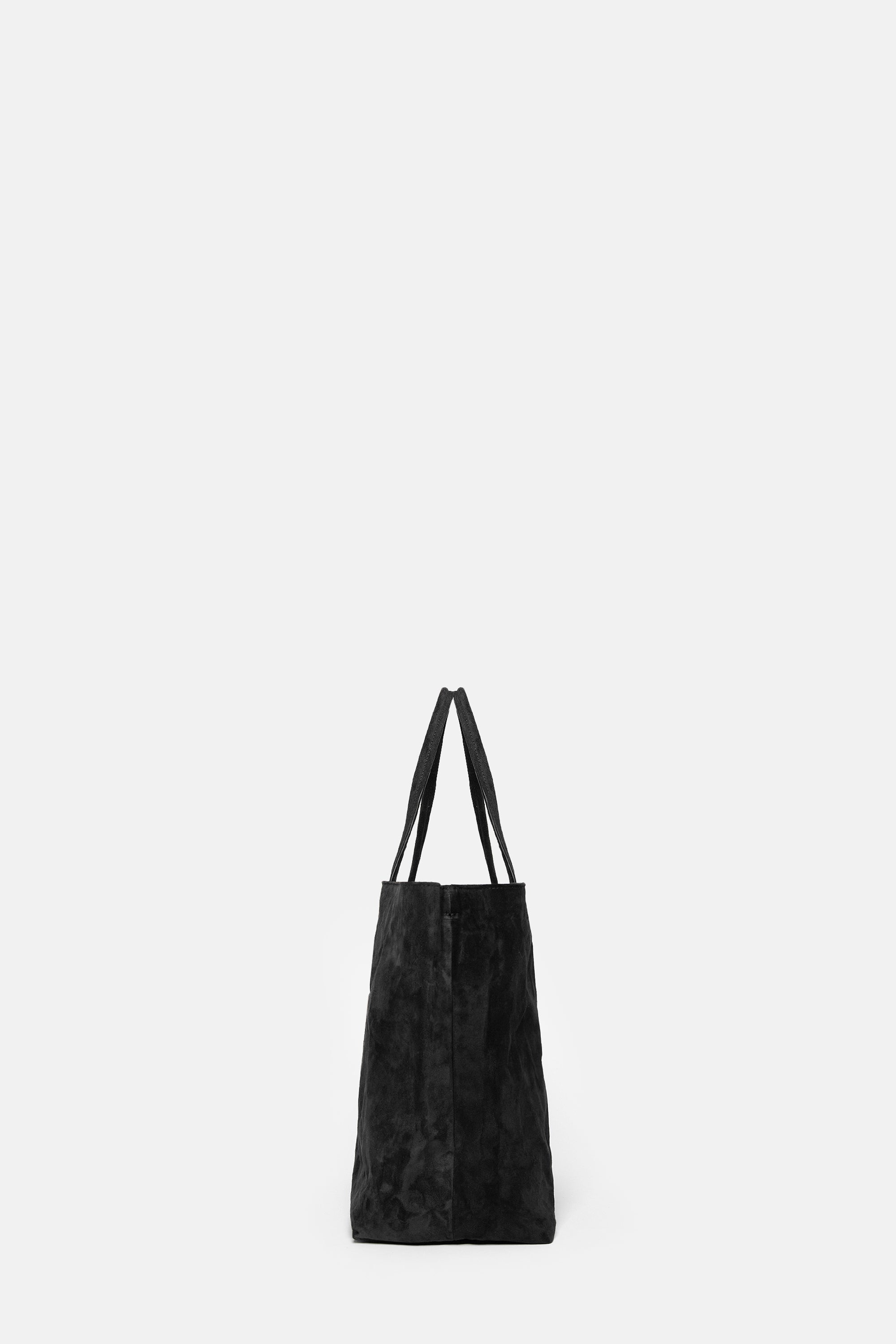 Black Suede Leather Medium City Shopper
