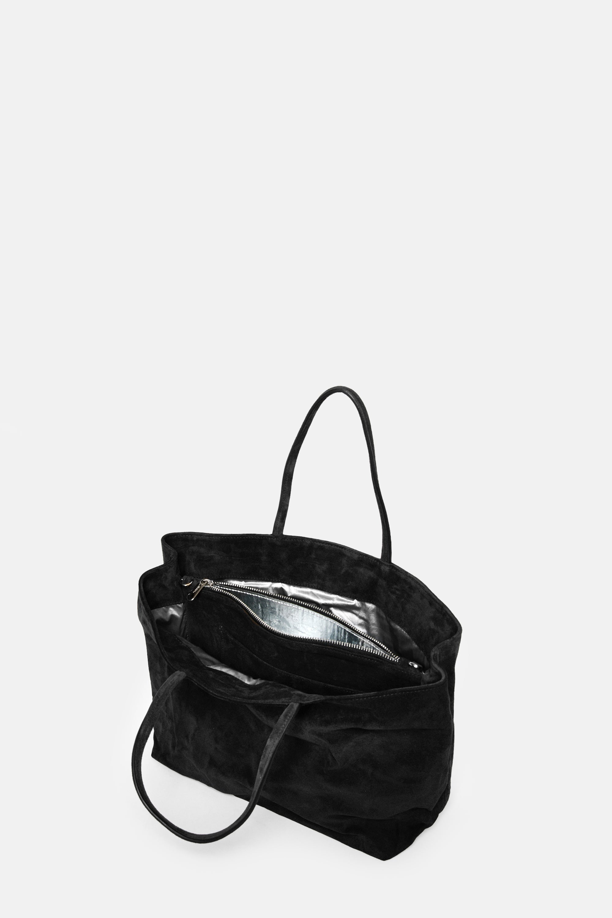 Black Suede Leather Medium City Shopper