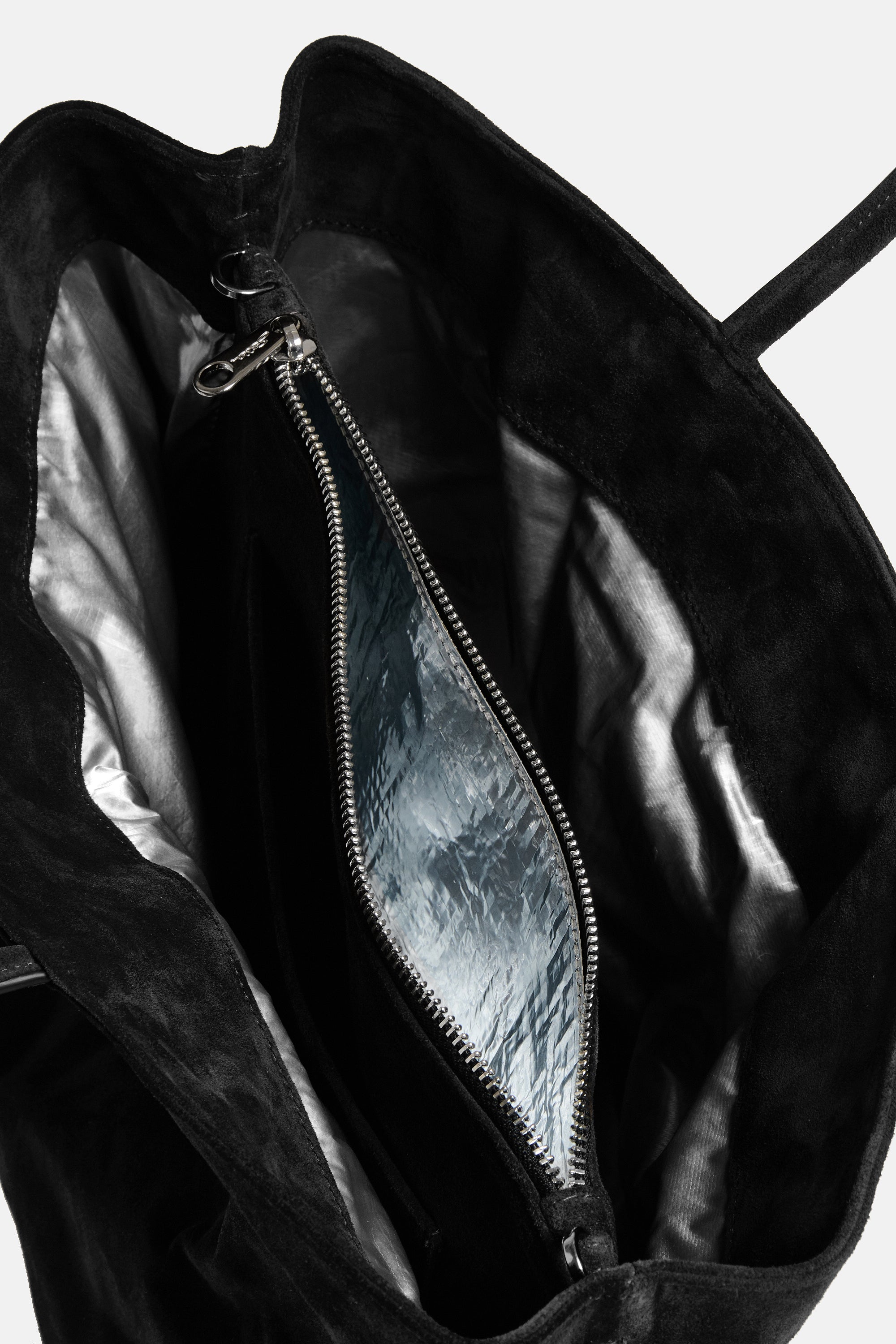 Black Suede Leather Medium City Shopper