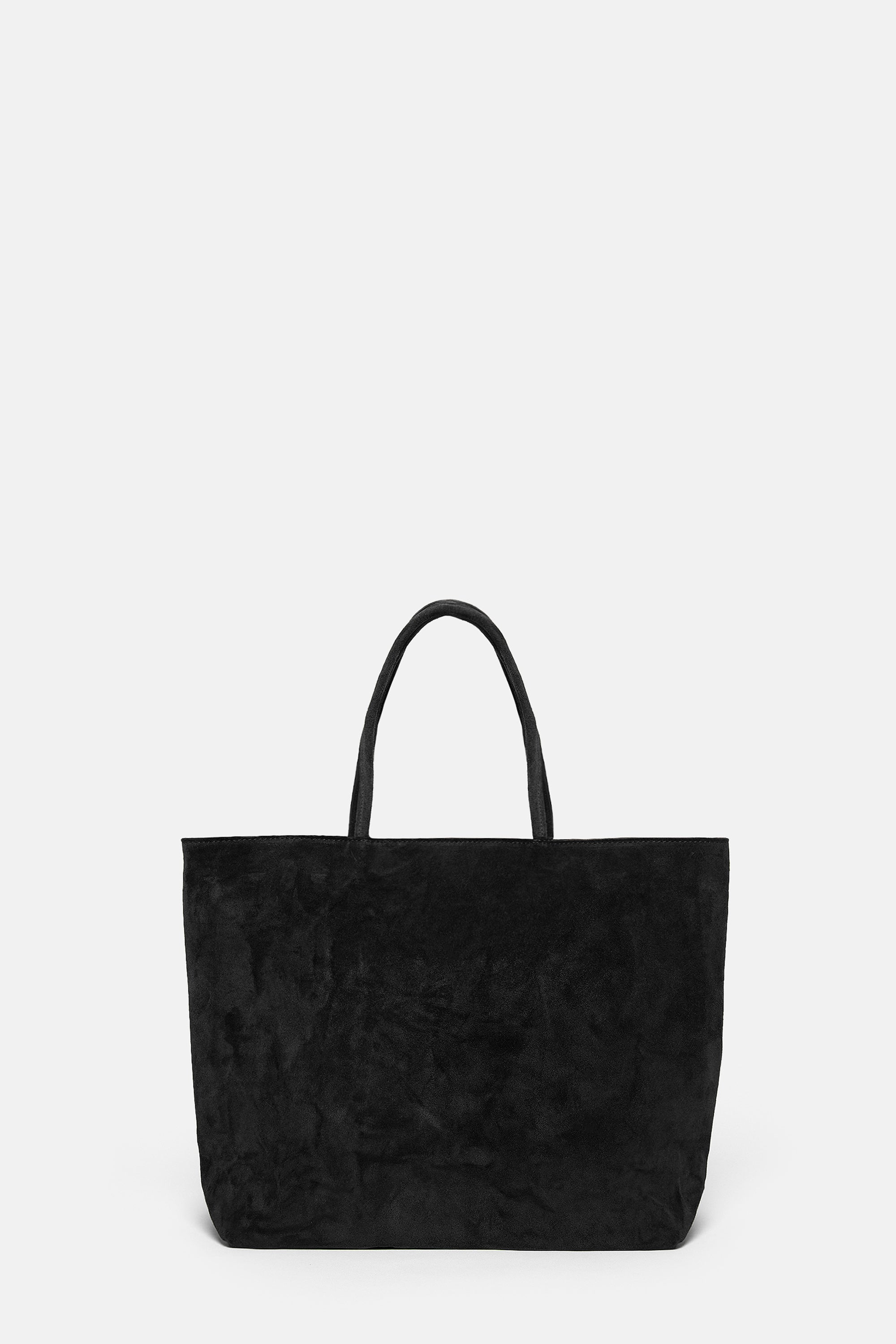 Black Suede Leather Medium City Shopper