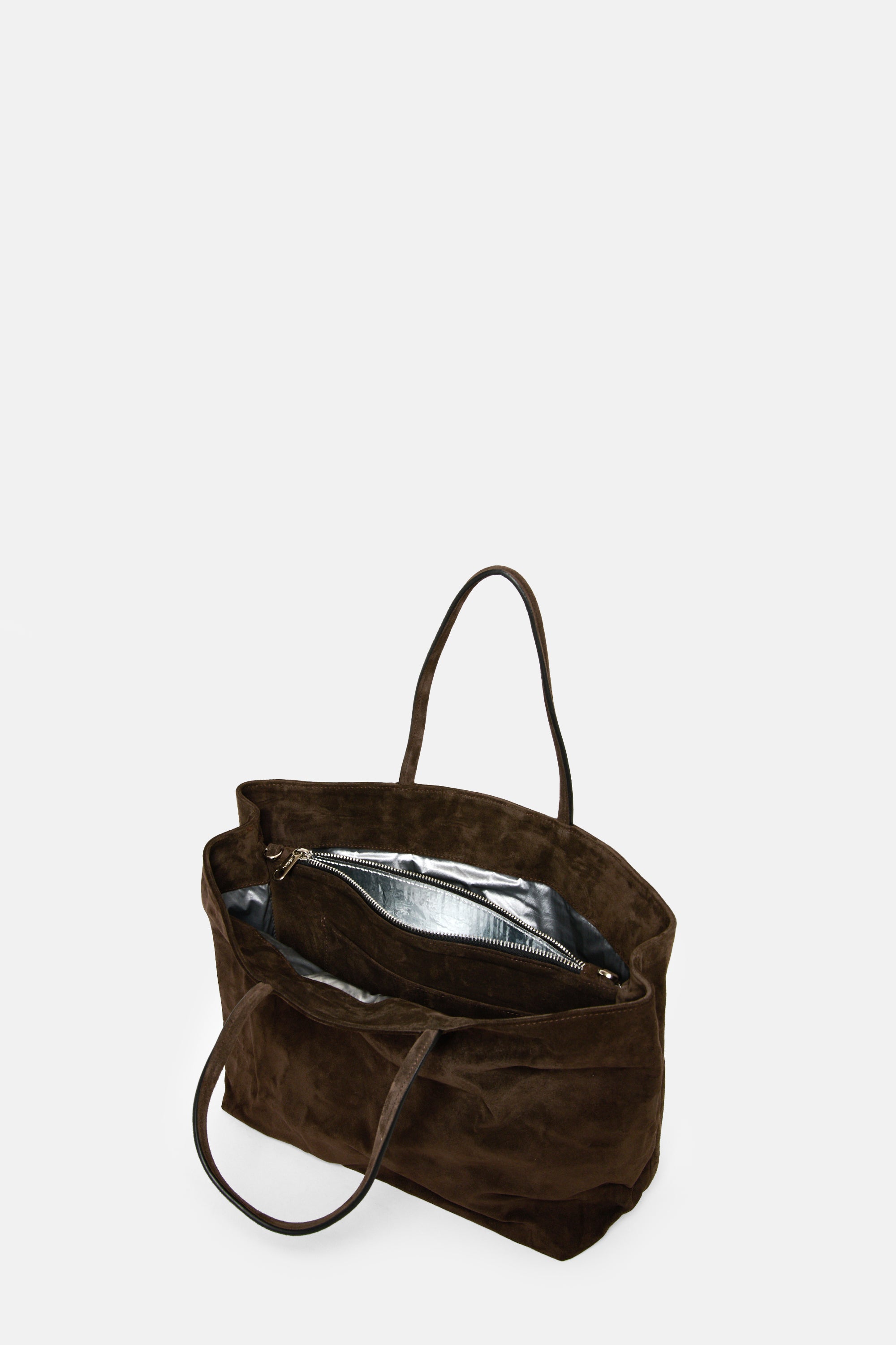 Dark Brown Suede Leather Medium City Shopper