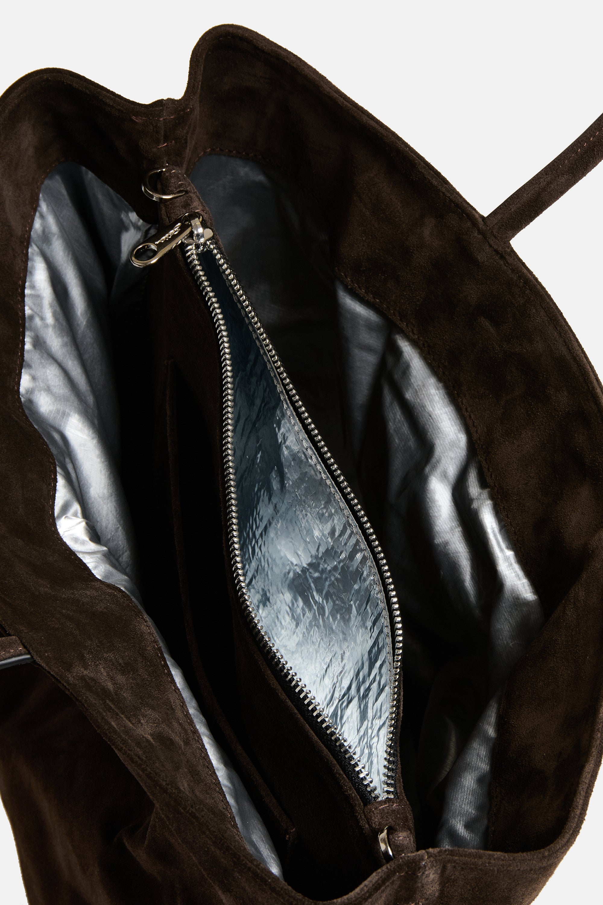 Dark Brown Suede Leather Medium City Shopper