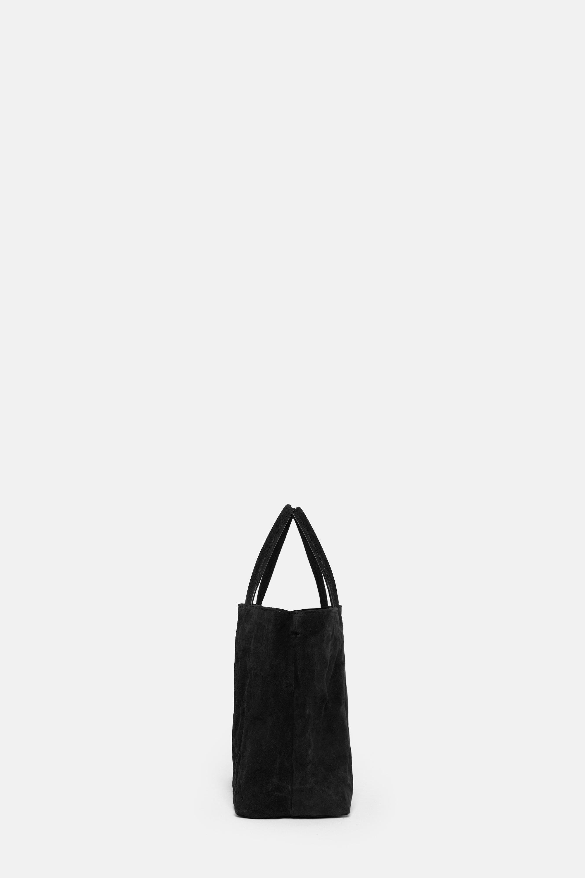 Black Suede Leather Mini City Shopper