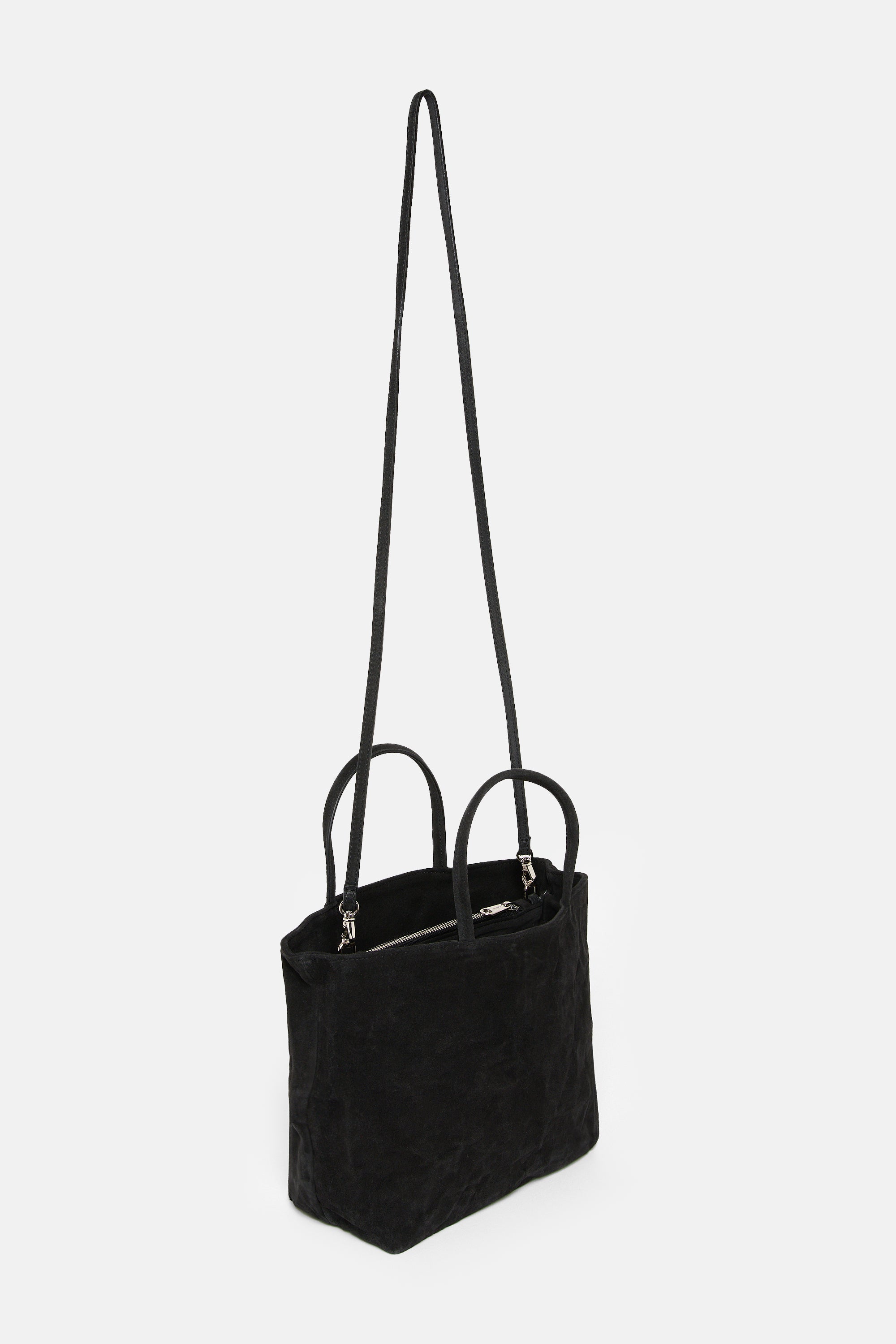 Black Suede Leather Mini City Shopper