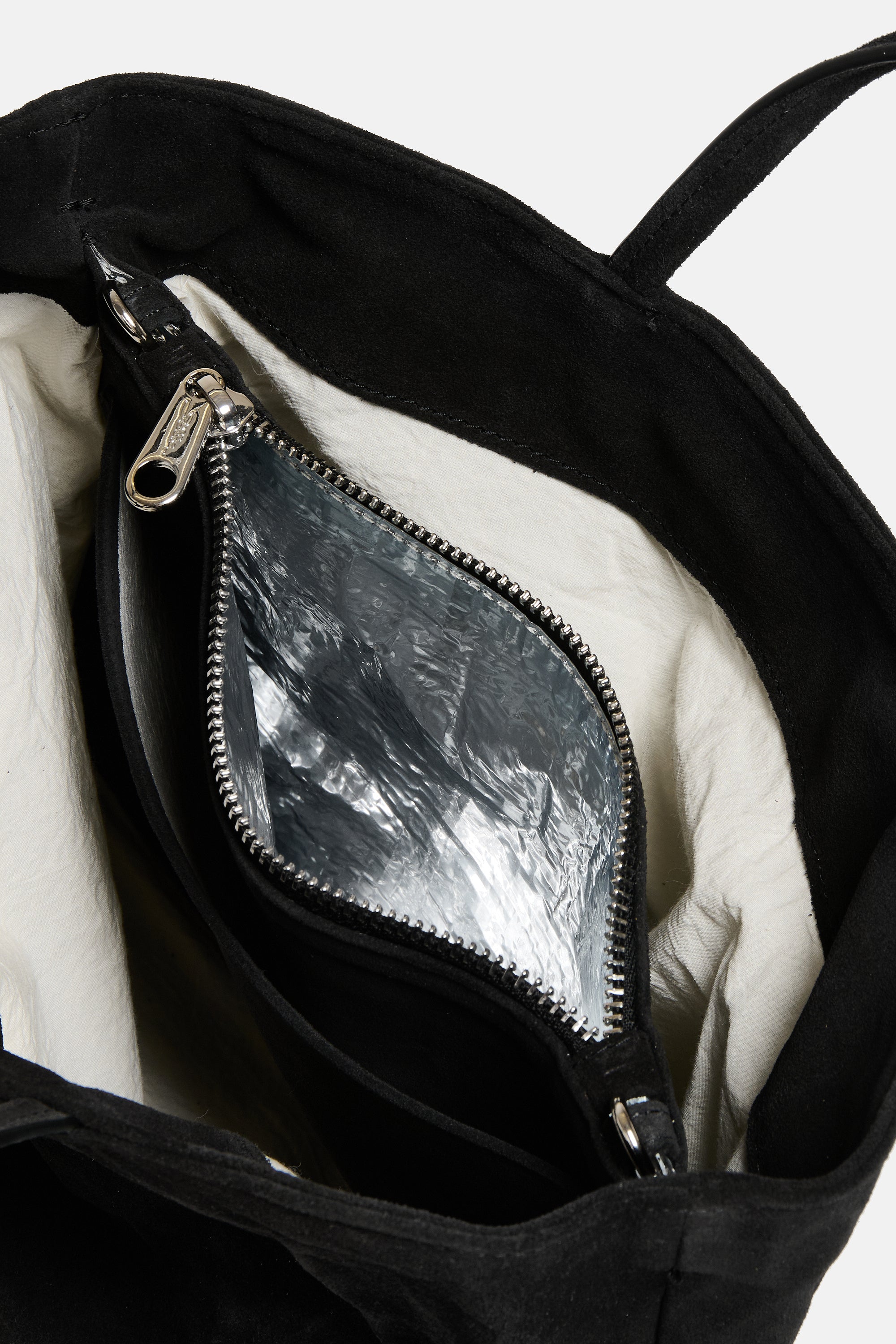 Black Suede Leather Mini City Shopper