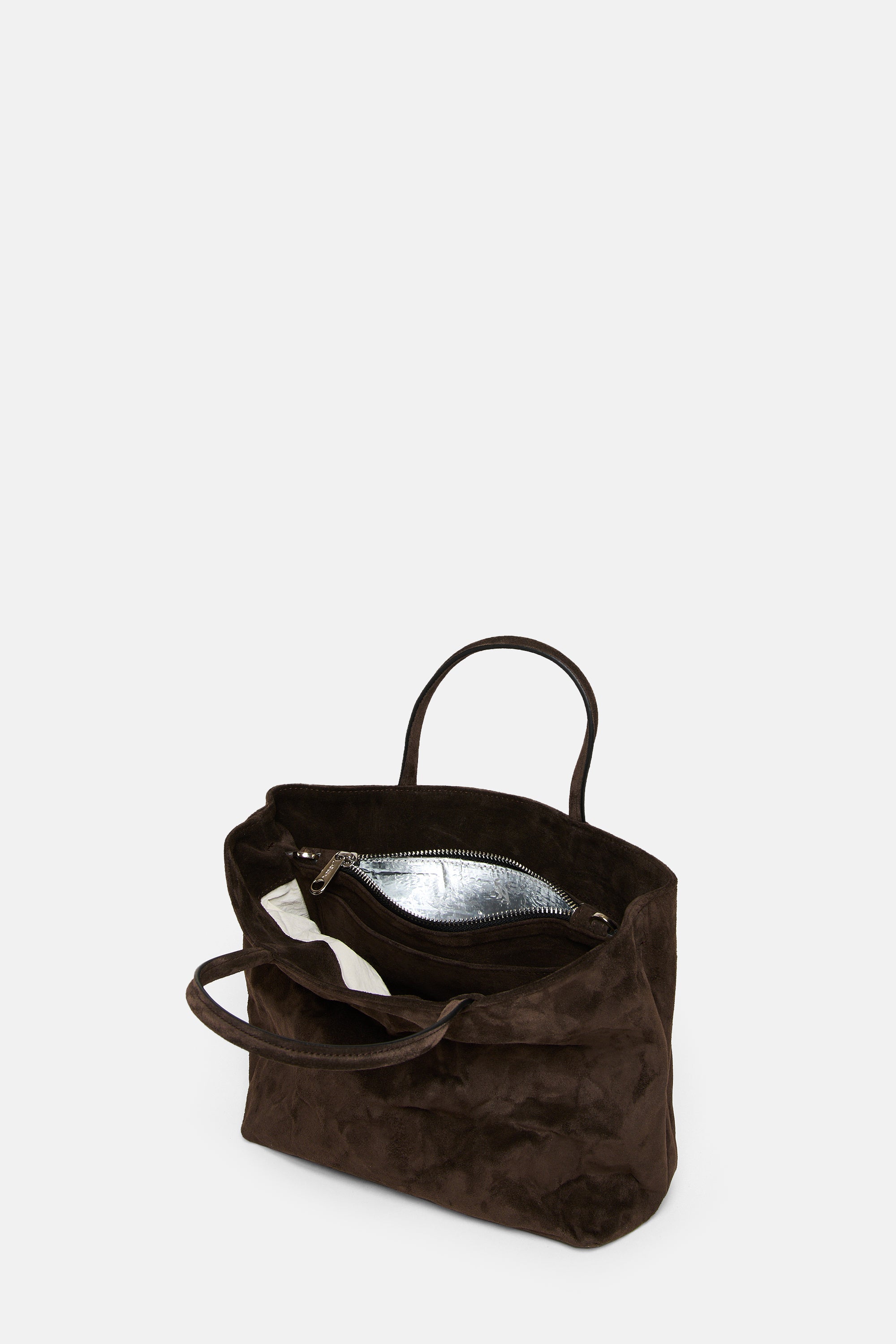 Dark Brown Suede Leather Mini City Shopper
