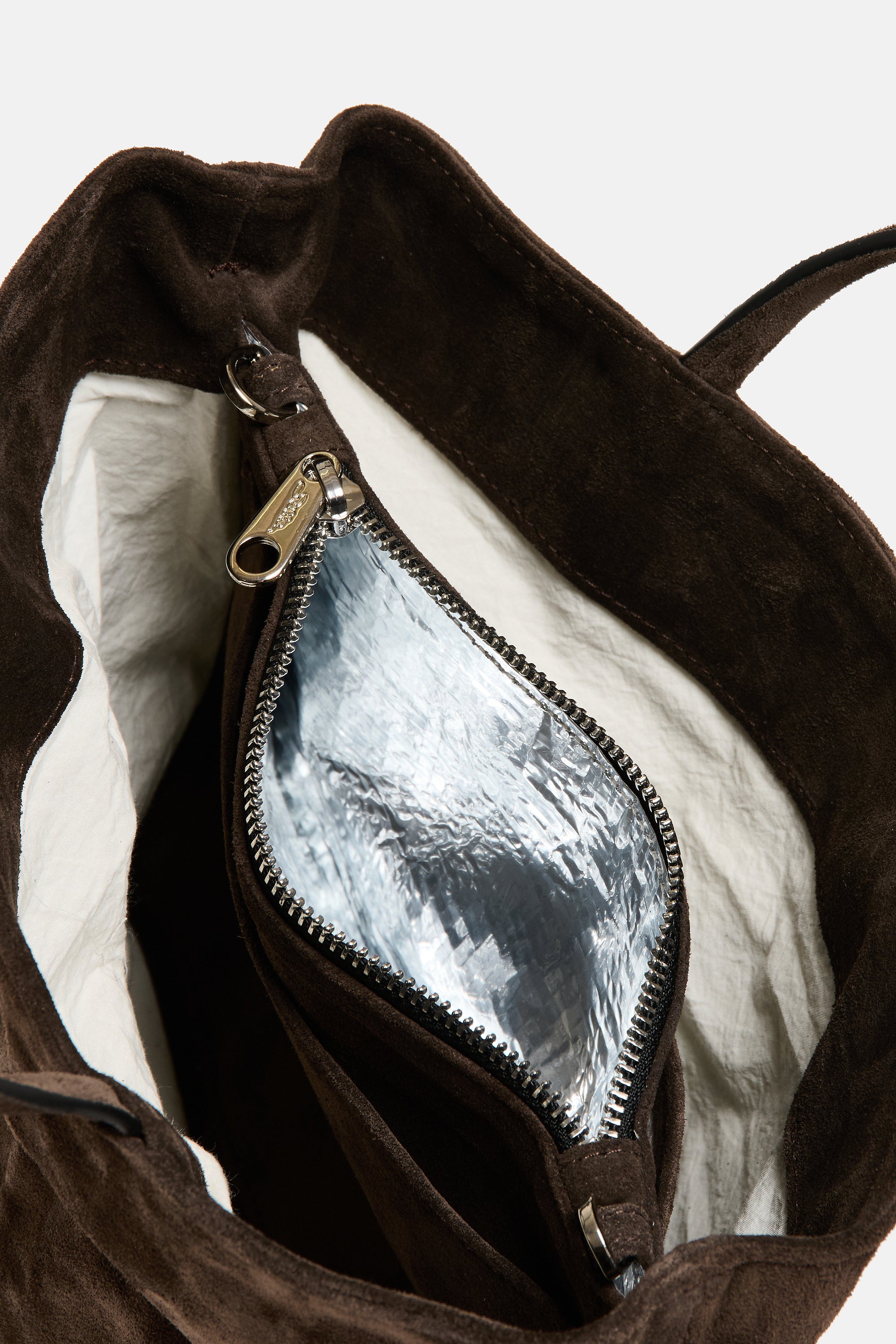 Dark Brown Suede Leather Mini City Shopper