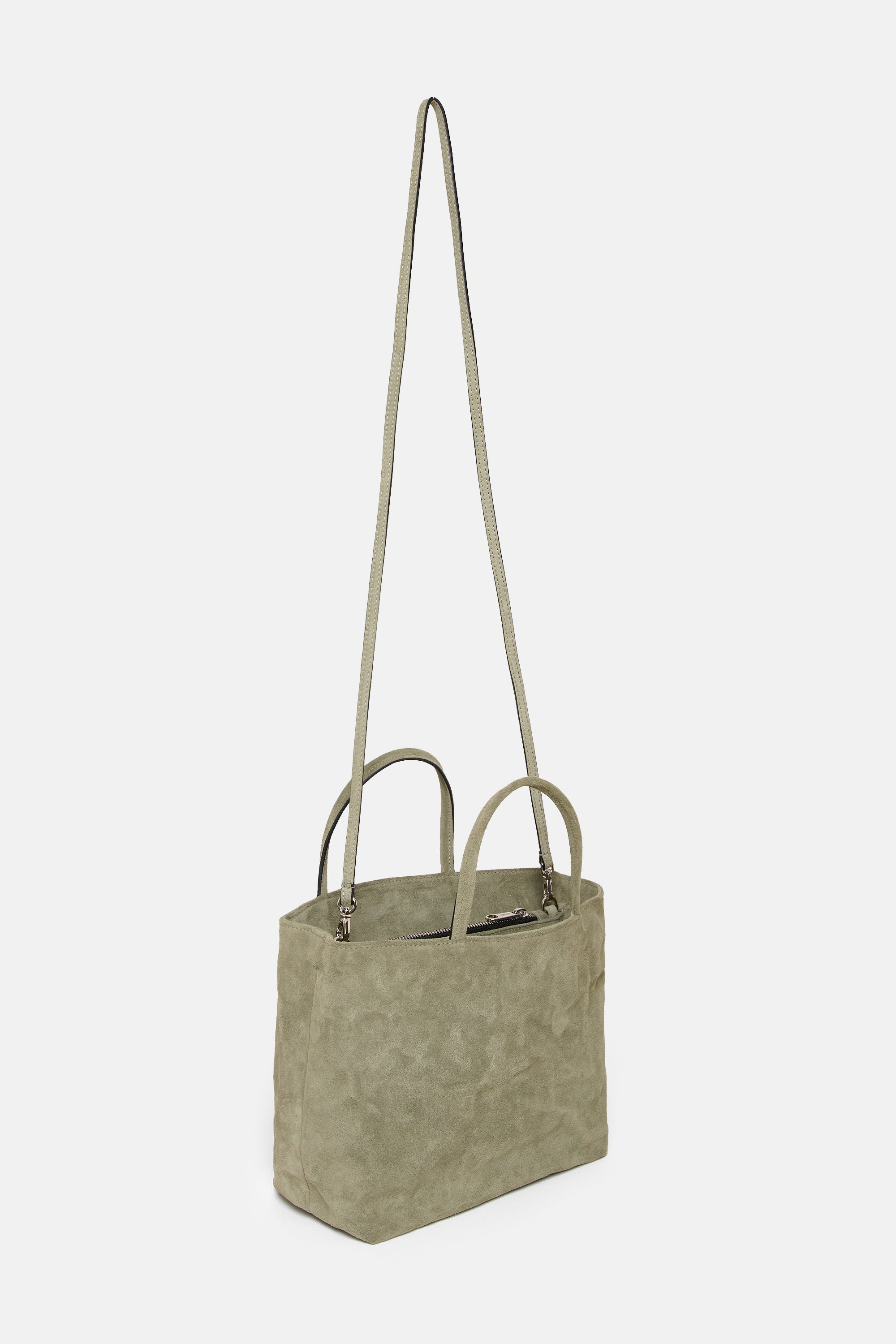 Moss Suede Leather Mini City Shopper