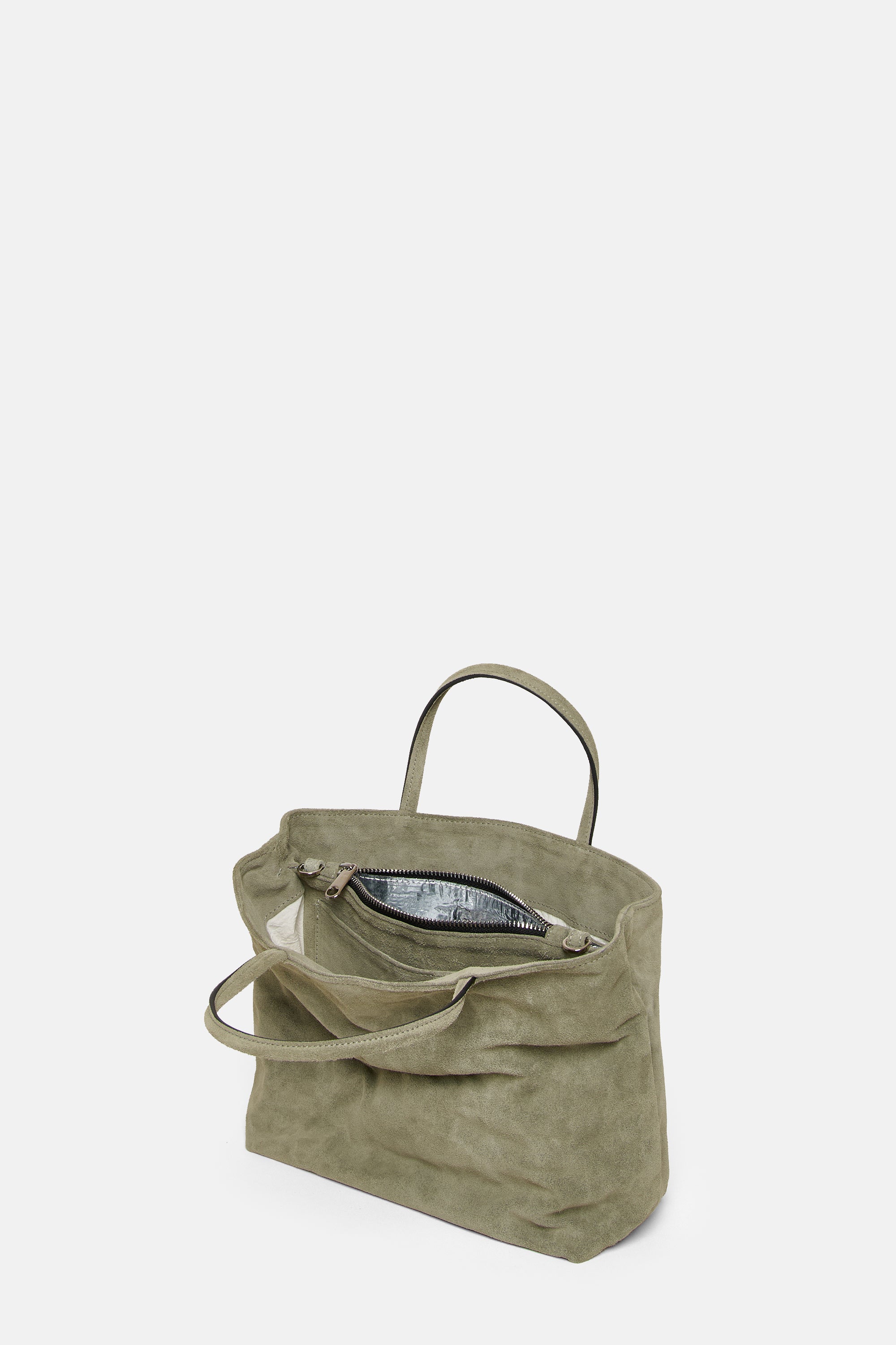 Moss Suede Leather Mini City Shopper