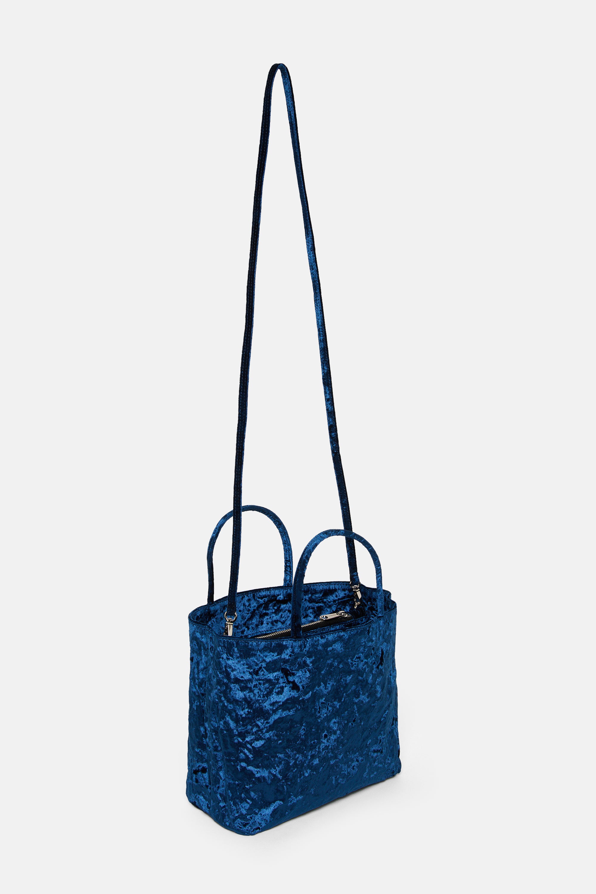 Dark Blue Velvet Mini City Shopper