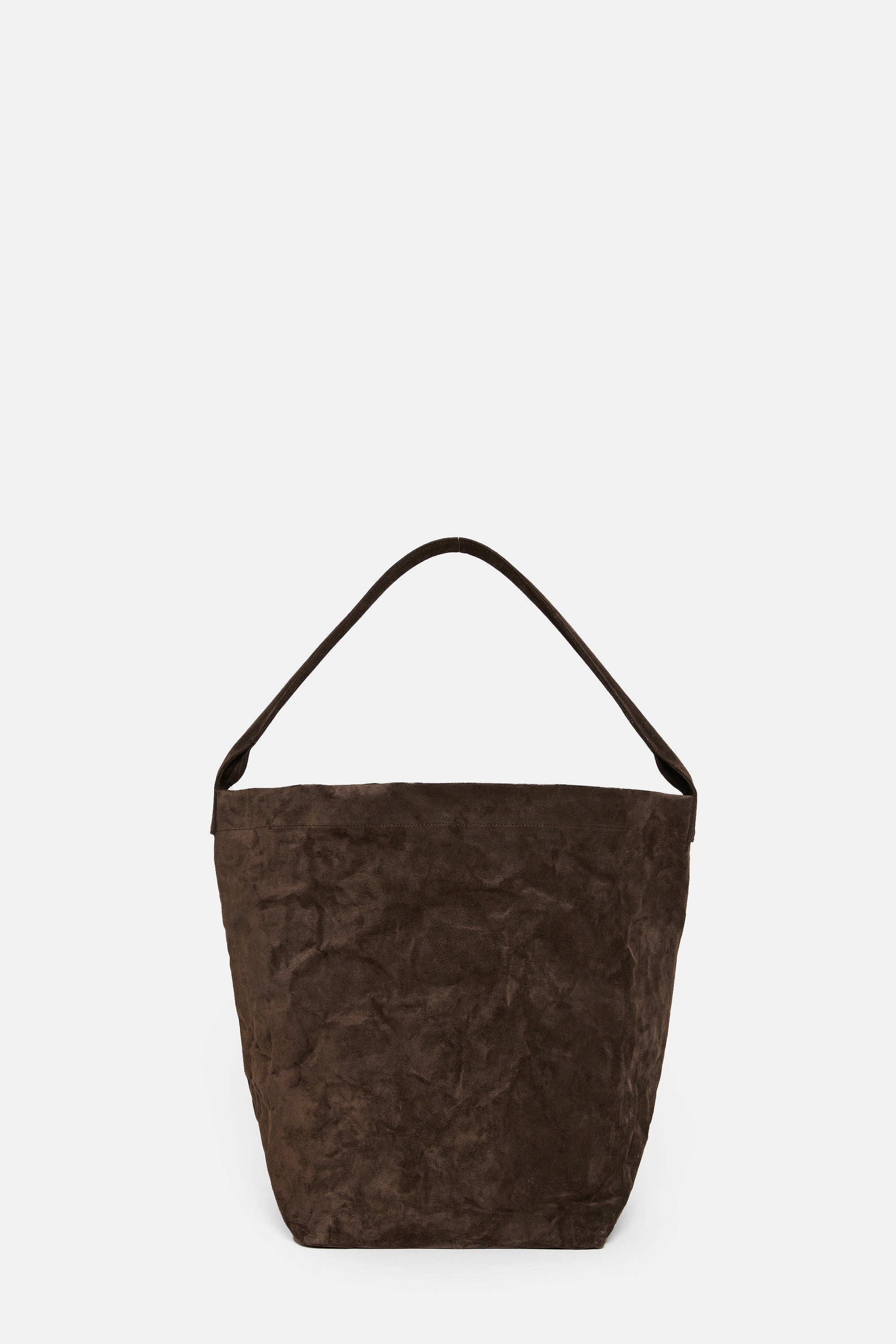 Dark Brown Suede Leather Big Tube Bag