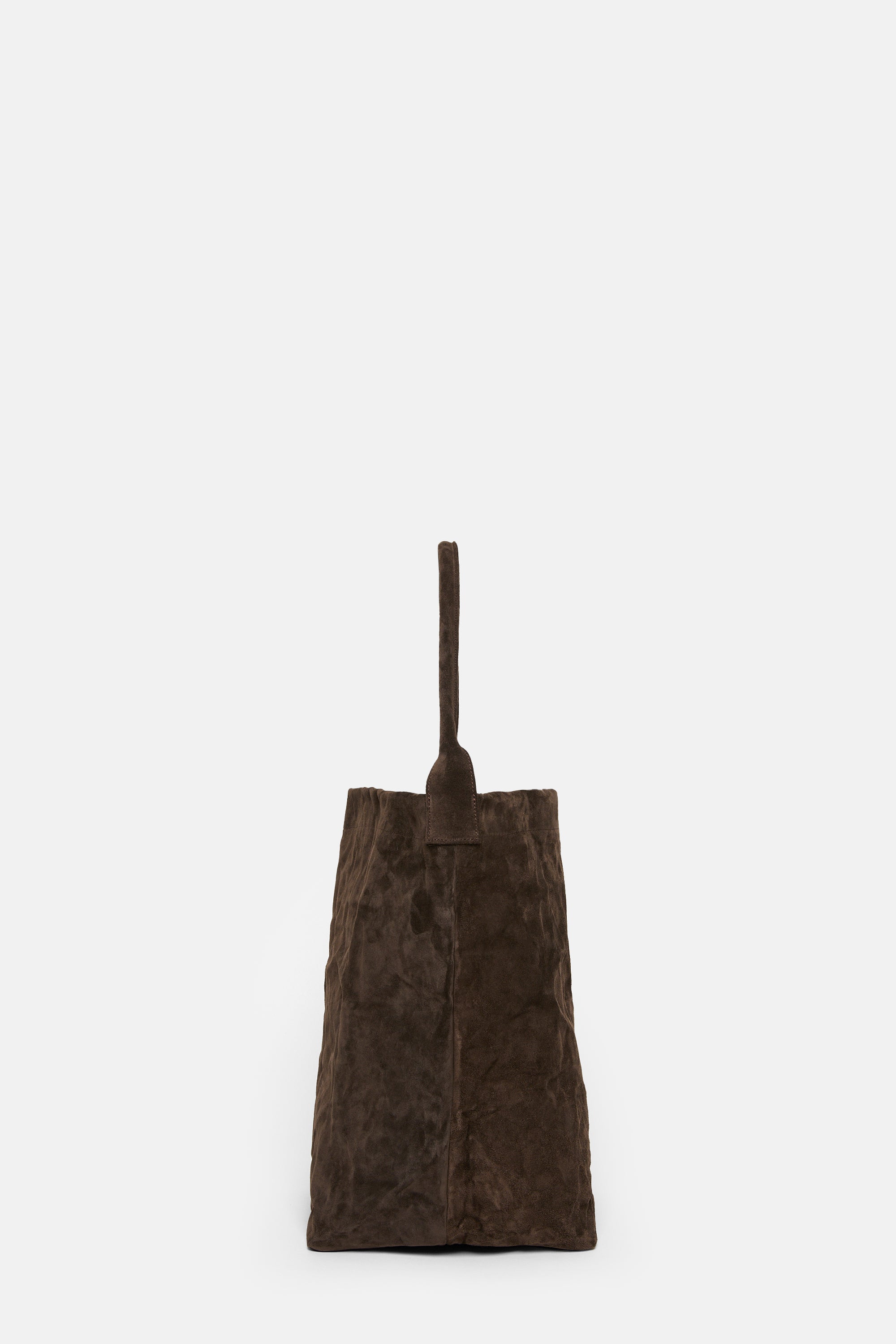 Dark Brown Suede Leather Big Tube Bag