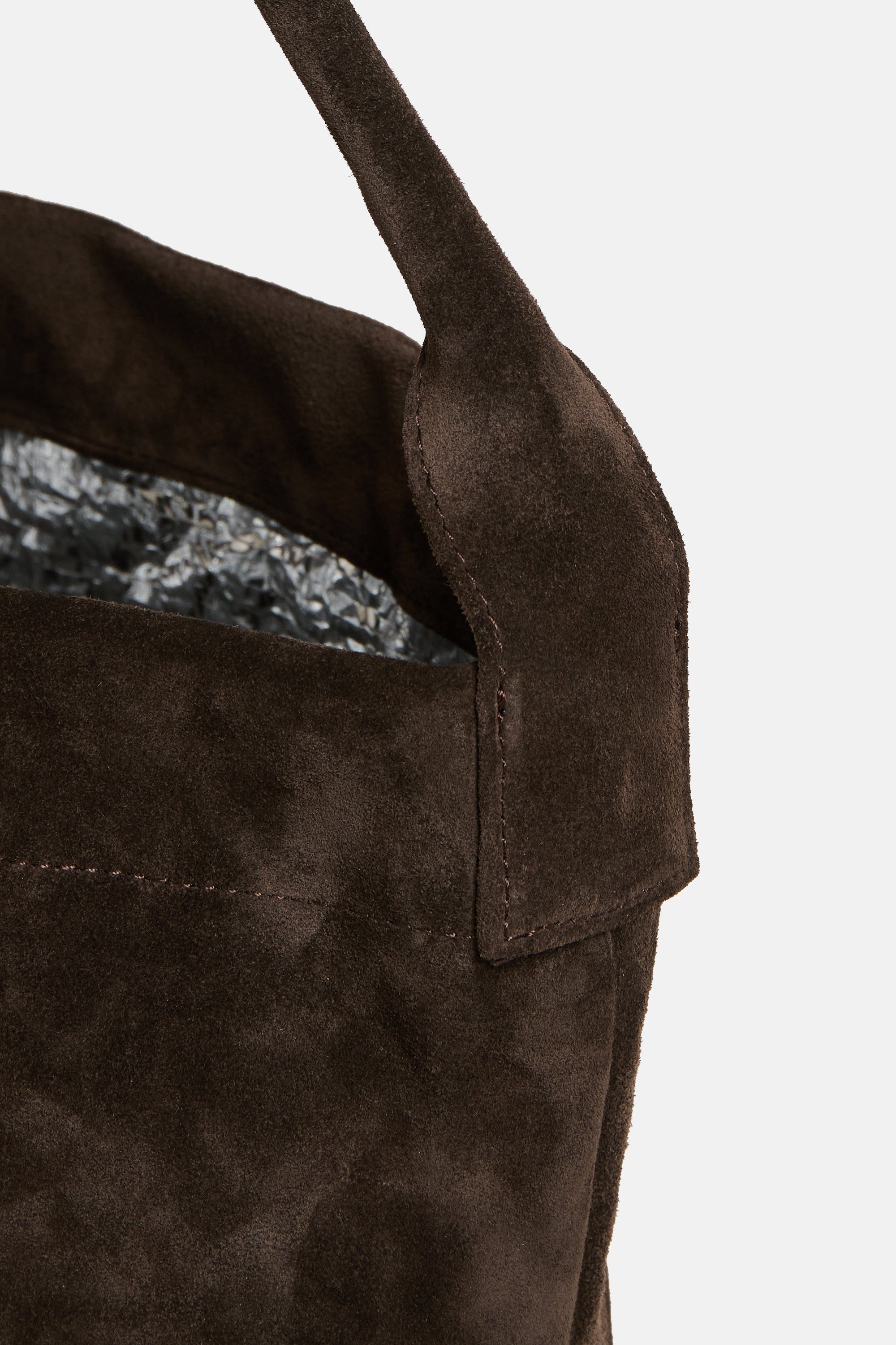 Dark Brown Suede Leather Big Tube Bag