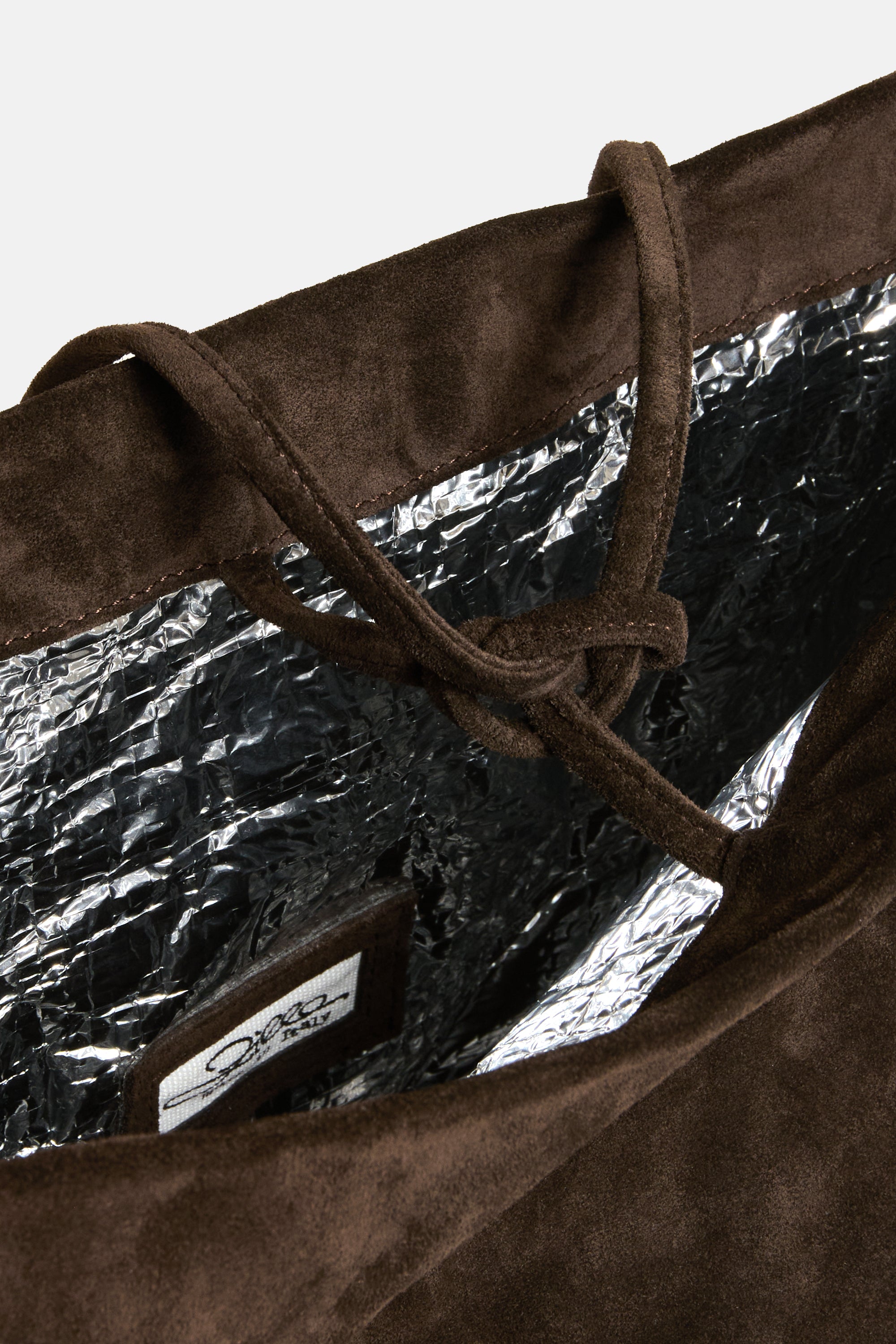 Dark Brown Suede Leather Big Tube Bag