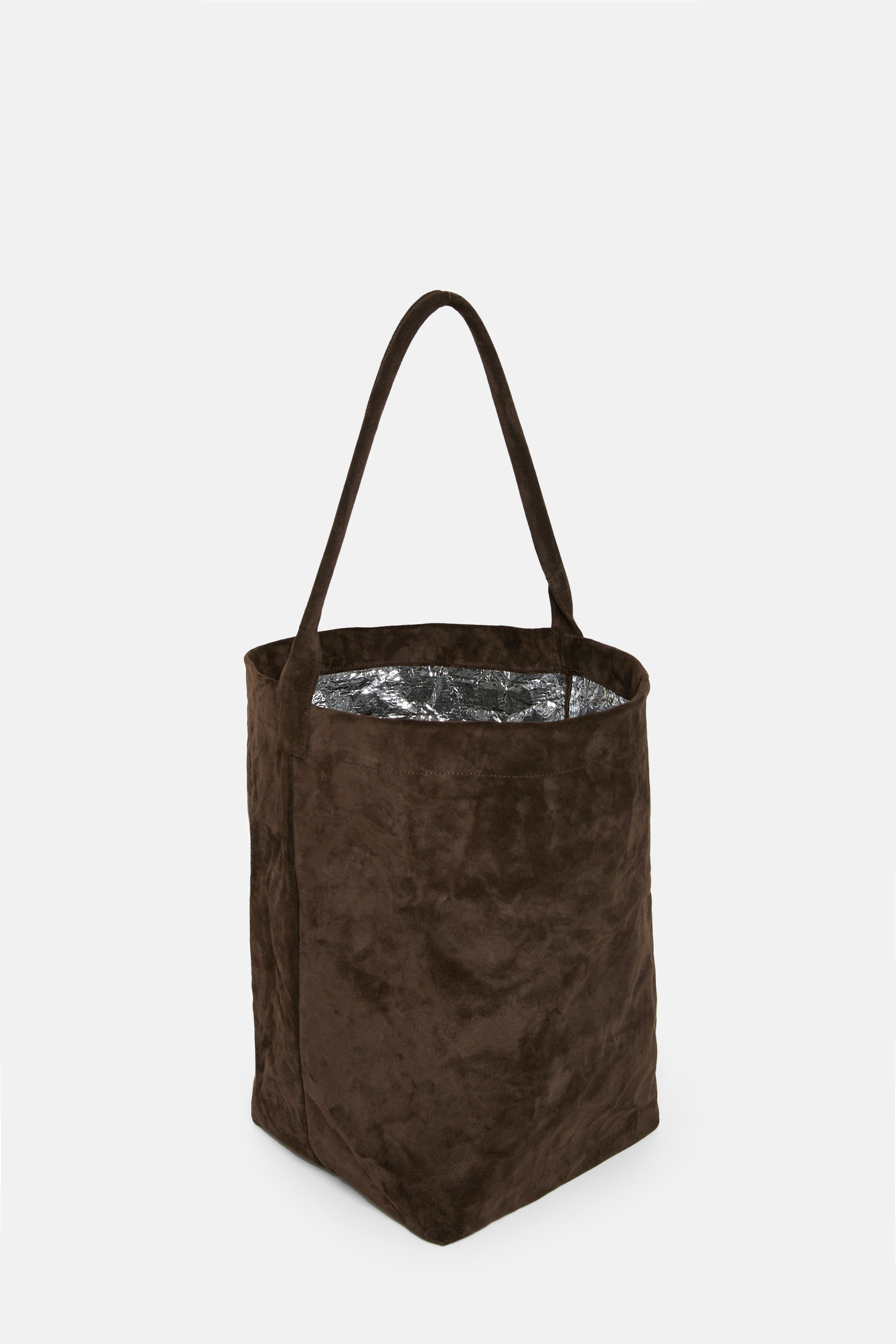 Dark Brown Suede Leather Big Tube Bag