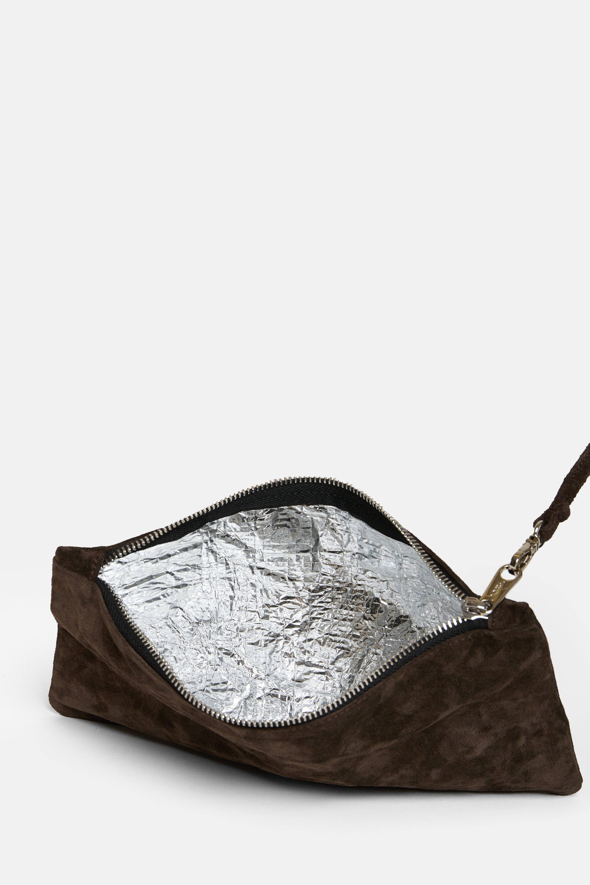 Dark Brown Suede Leather Big Tube Bag