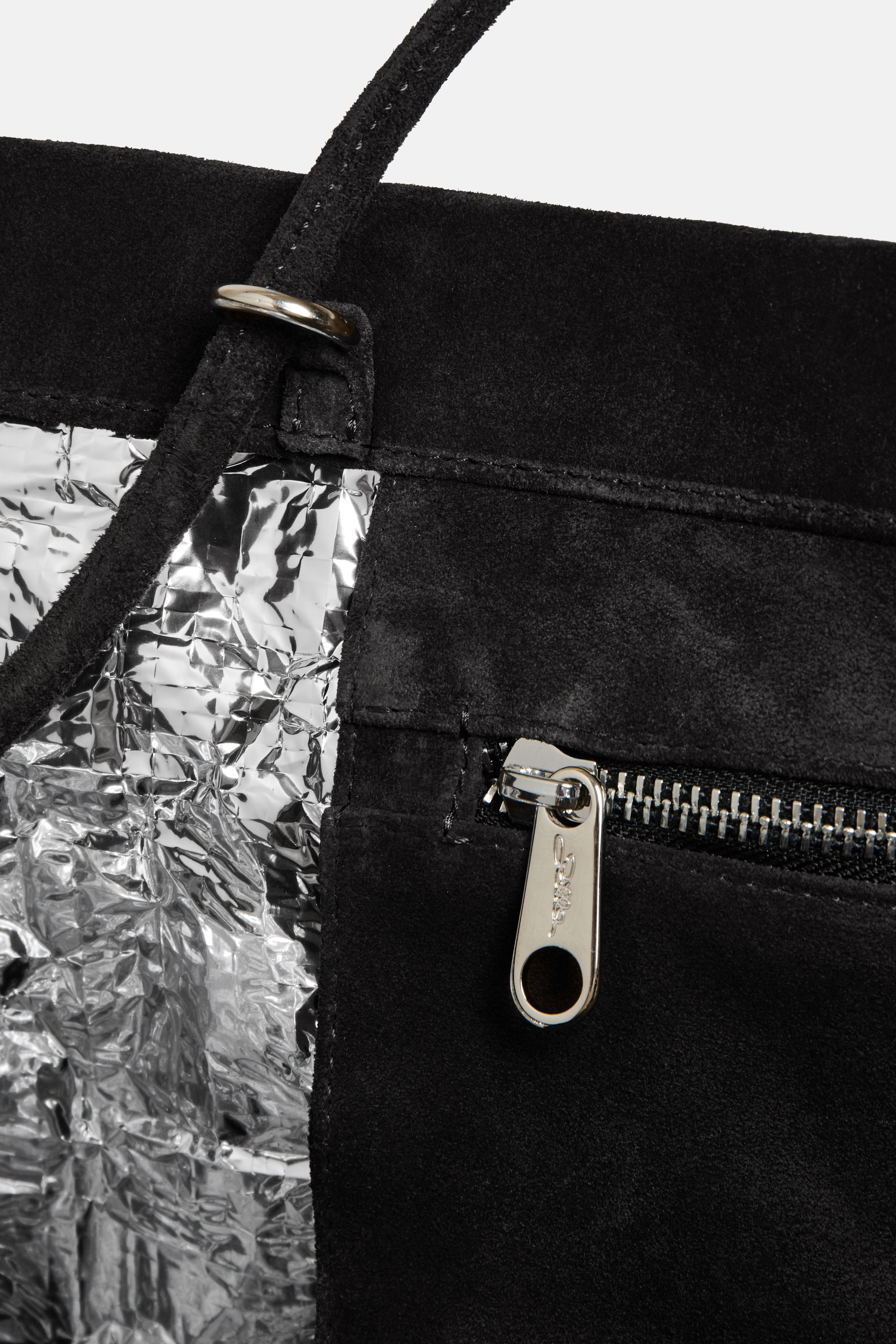 Black Suede Leather Maxi Basket