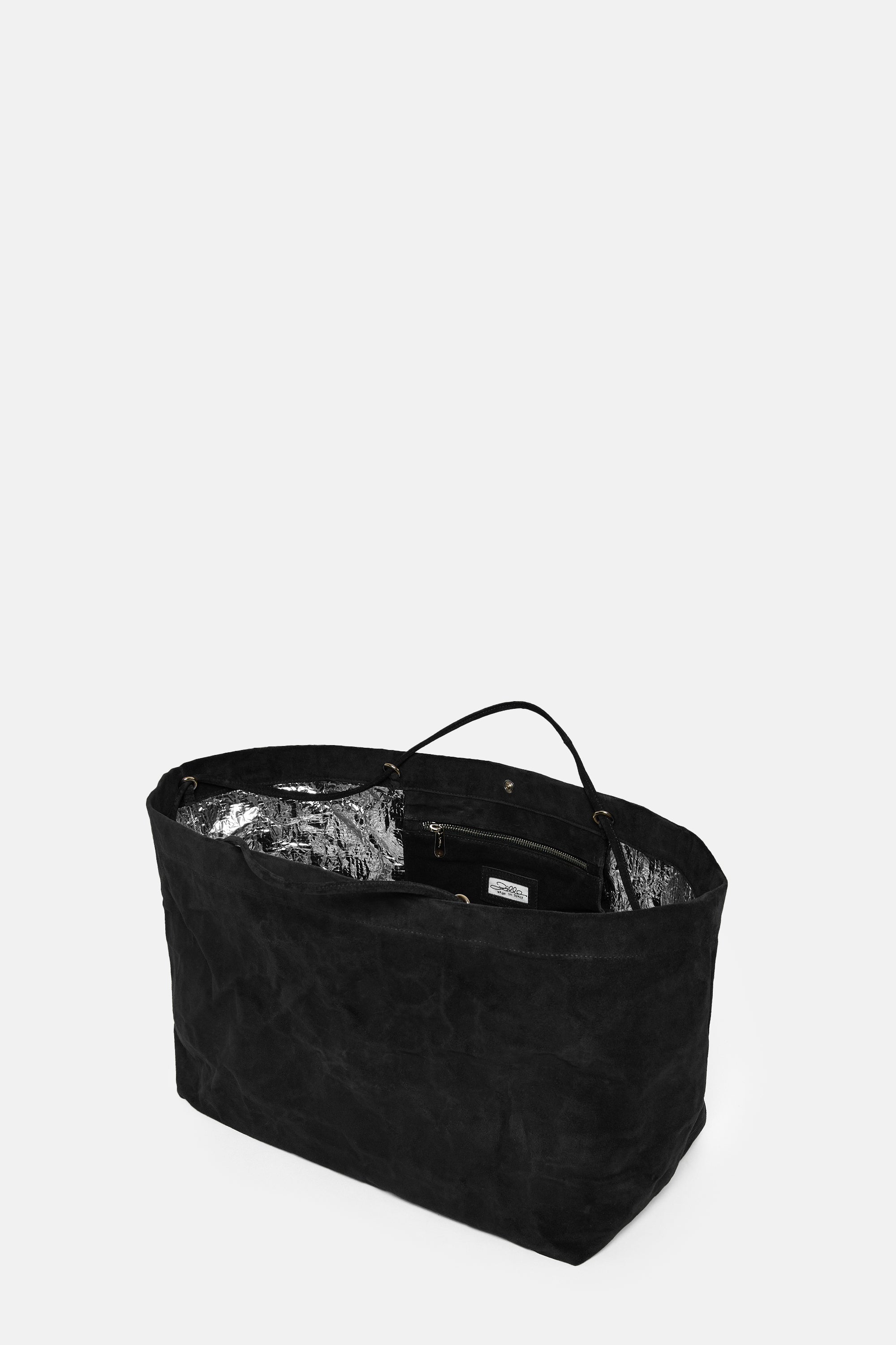Black Suede Leather Maxi Basket