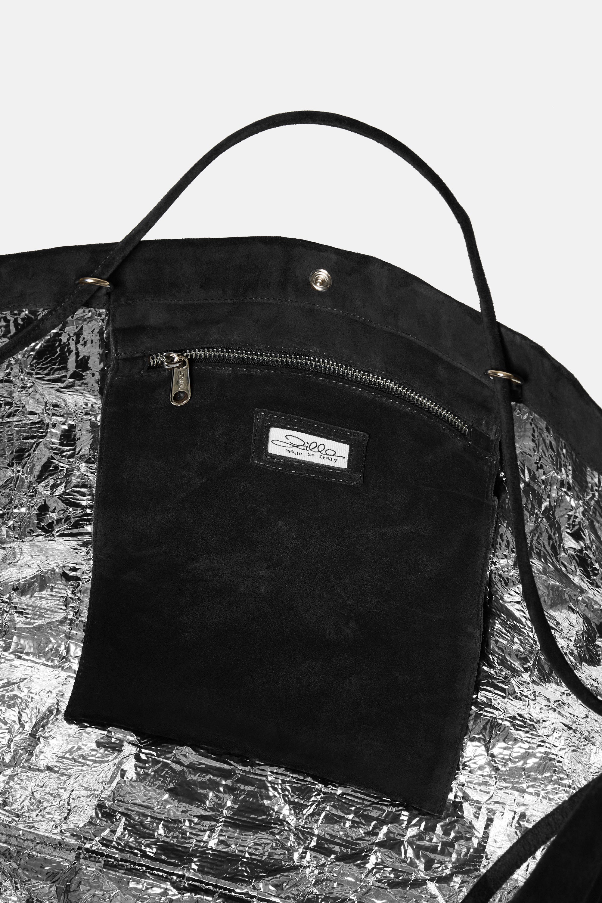 Black Suede Leather Maxi Basket