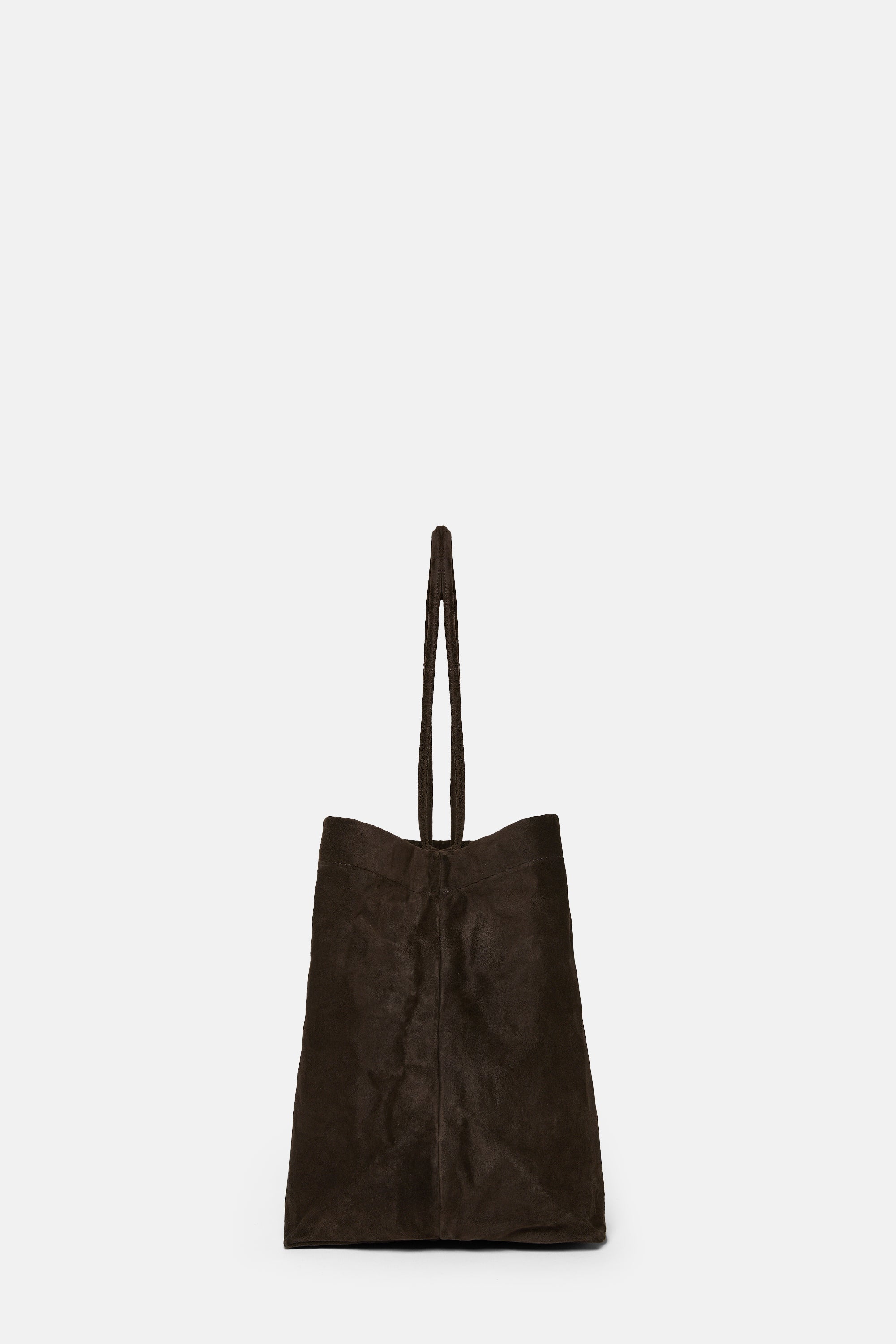 Dark Brown Suede Leather Maxi Basket