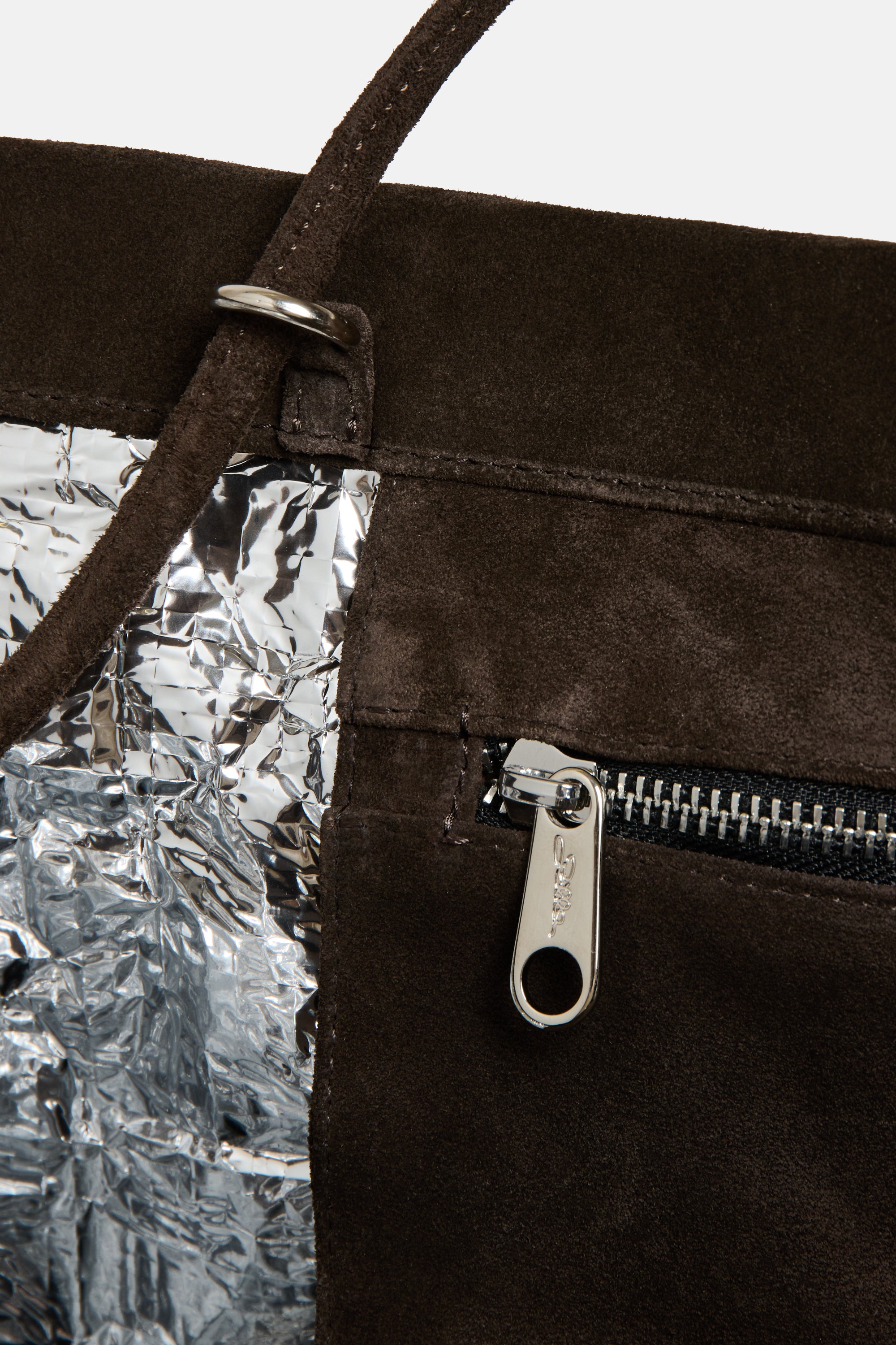 Dark Brown Suede Leather Maxi Basket