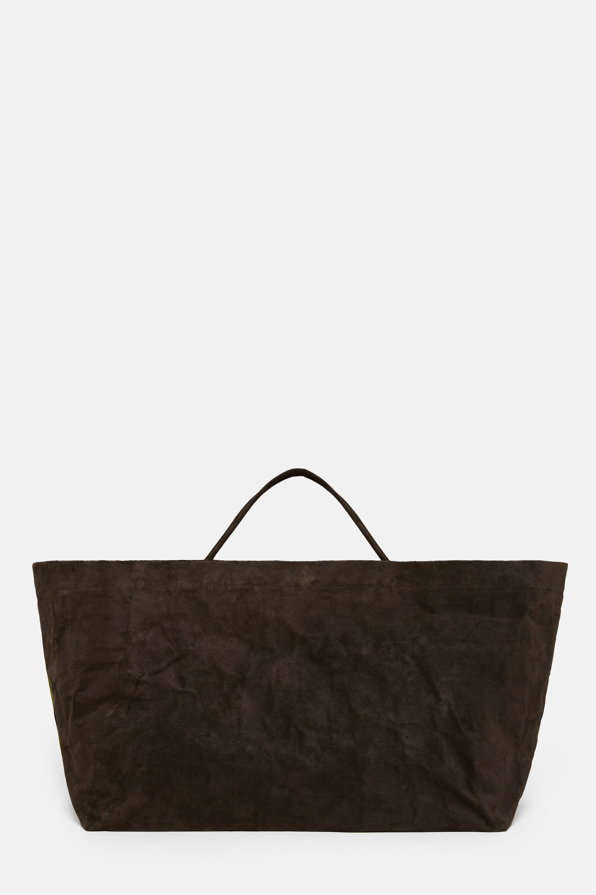Dark Brown Suede Leather Maxi Basket