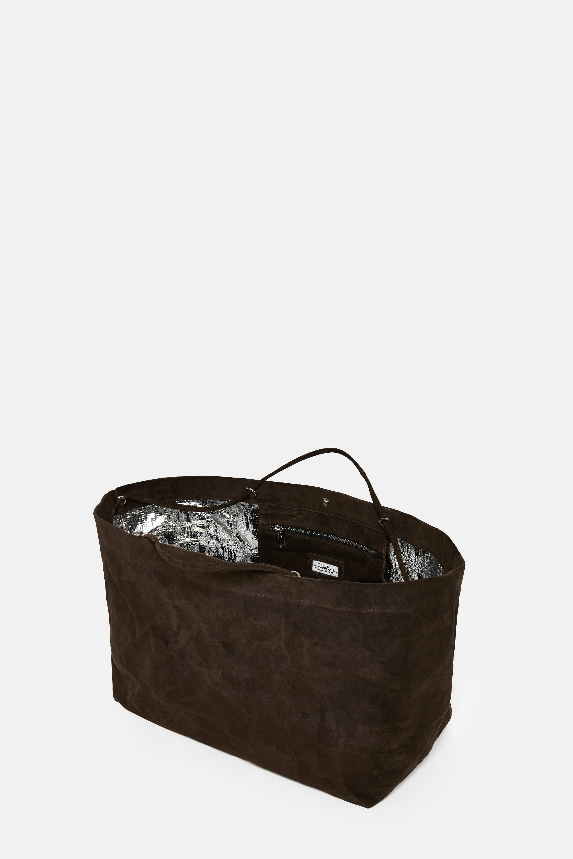 Dark Brown Suede Leather Maxi Basket