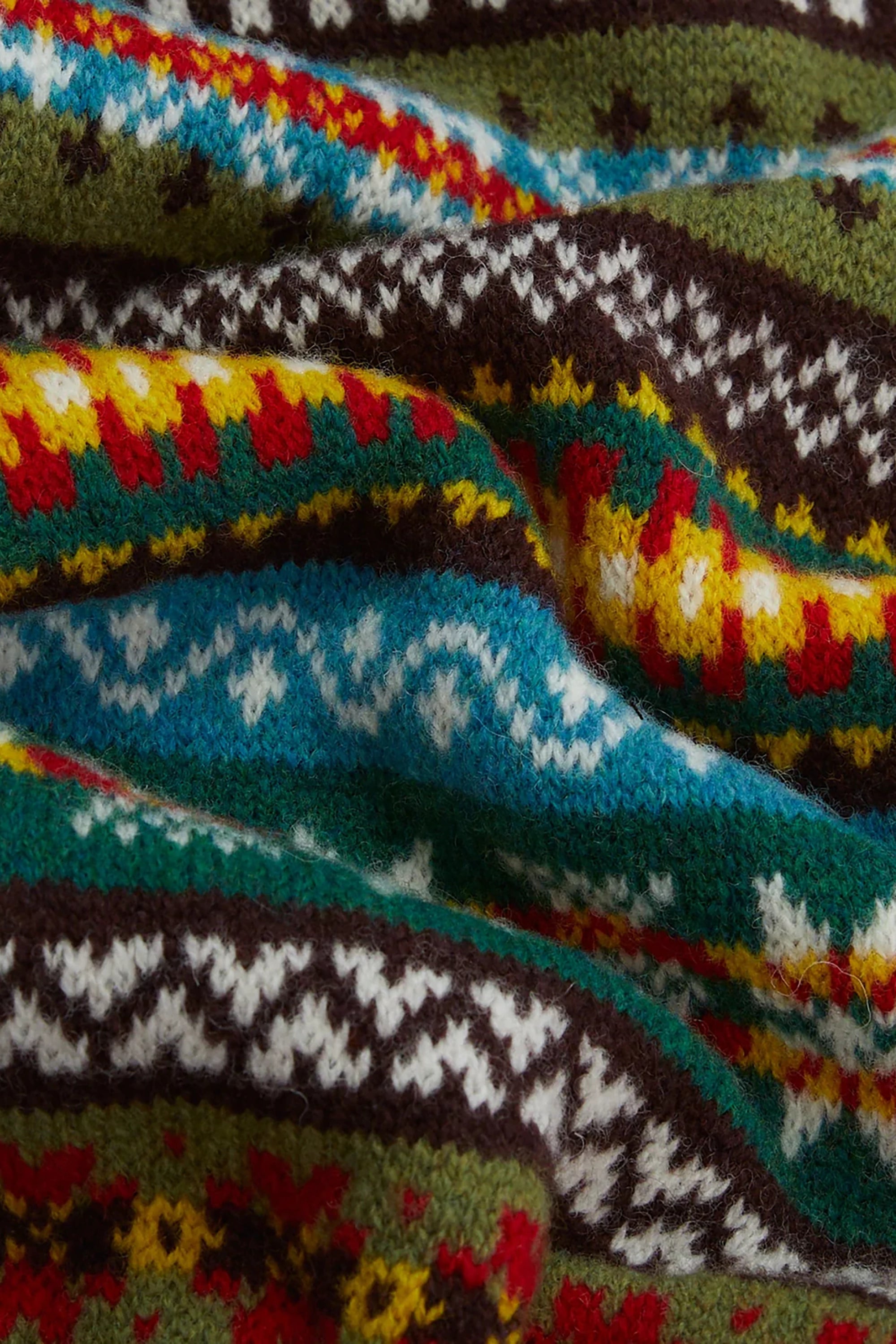 Green Fair Isle Lambswool Scarf