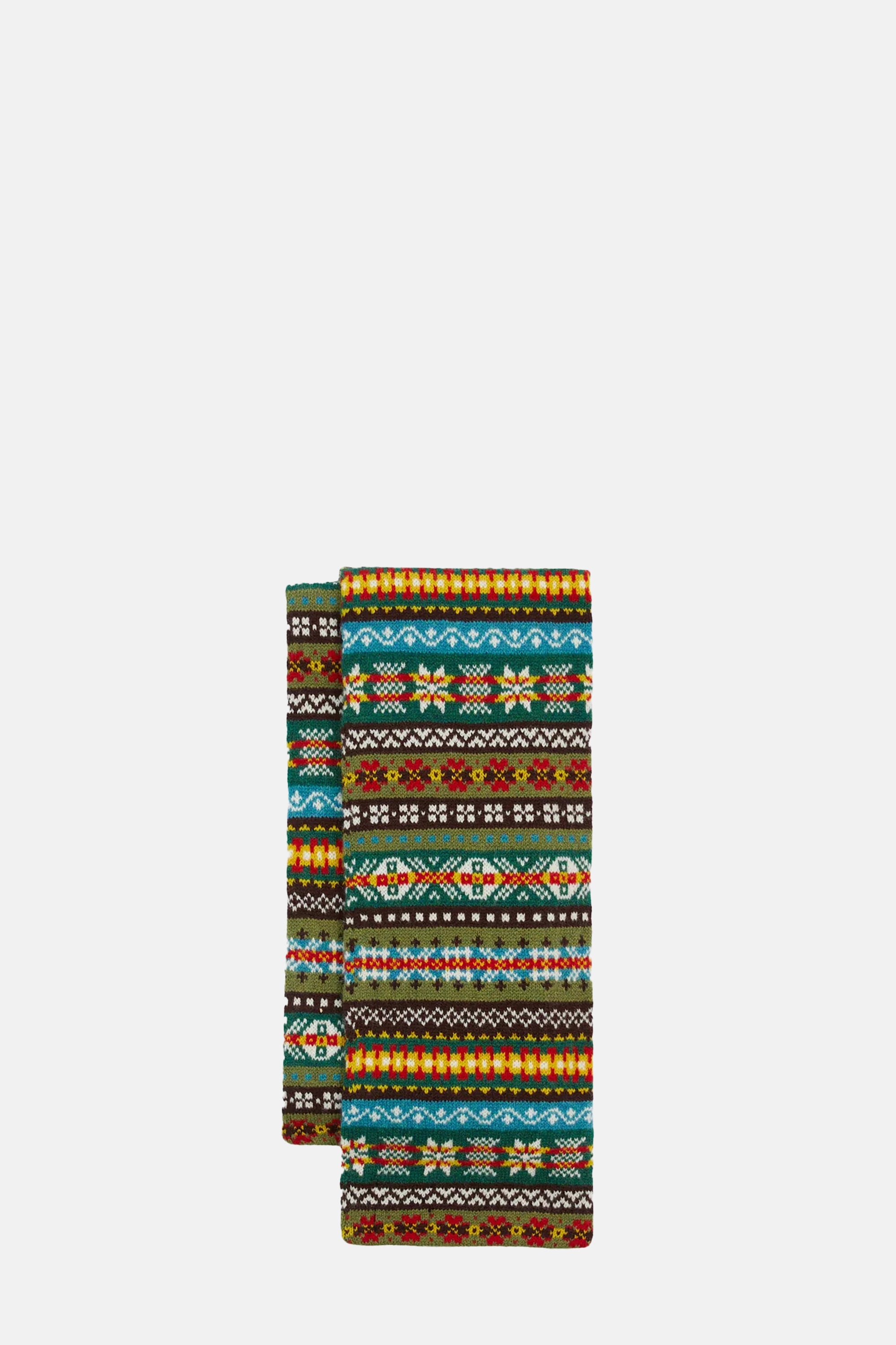 Green Fair Isle Lambswool Scarf