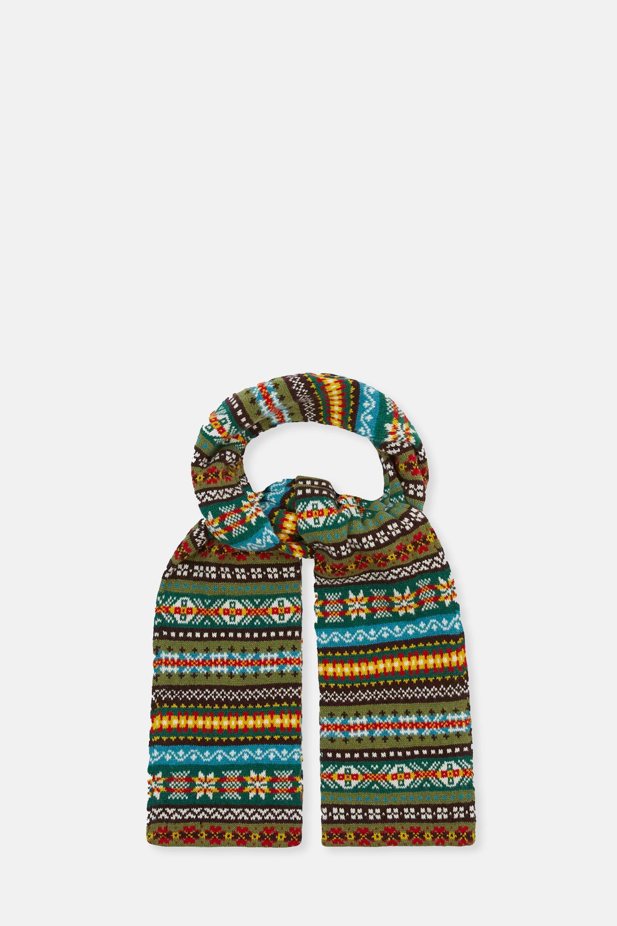 Green Fair Isle Lambswool Scarf