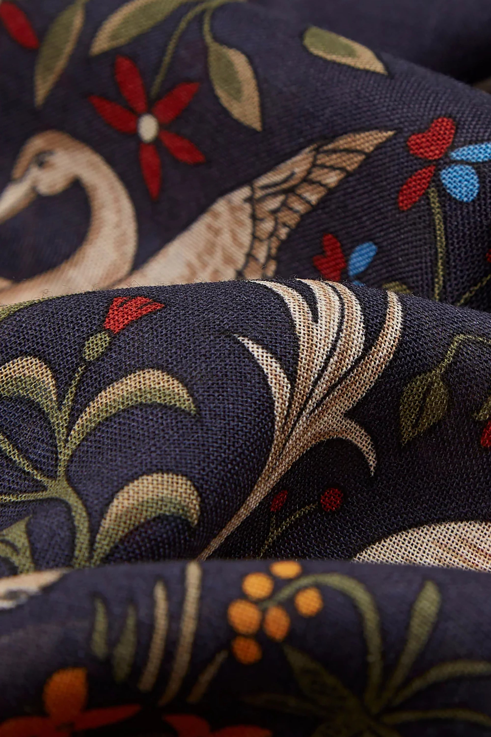 Navy Unicorn Print Wool-Silk Square Scarf