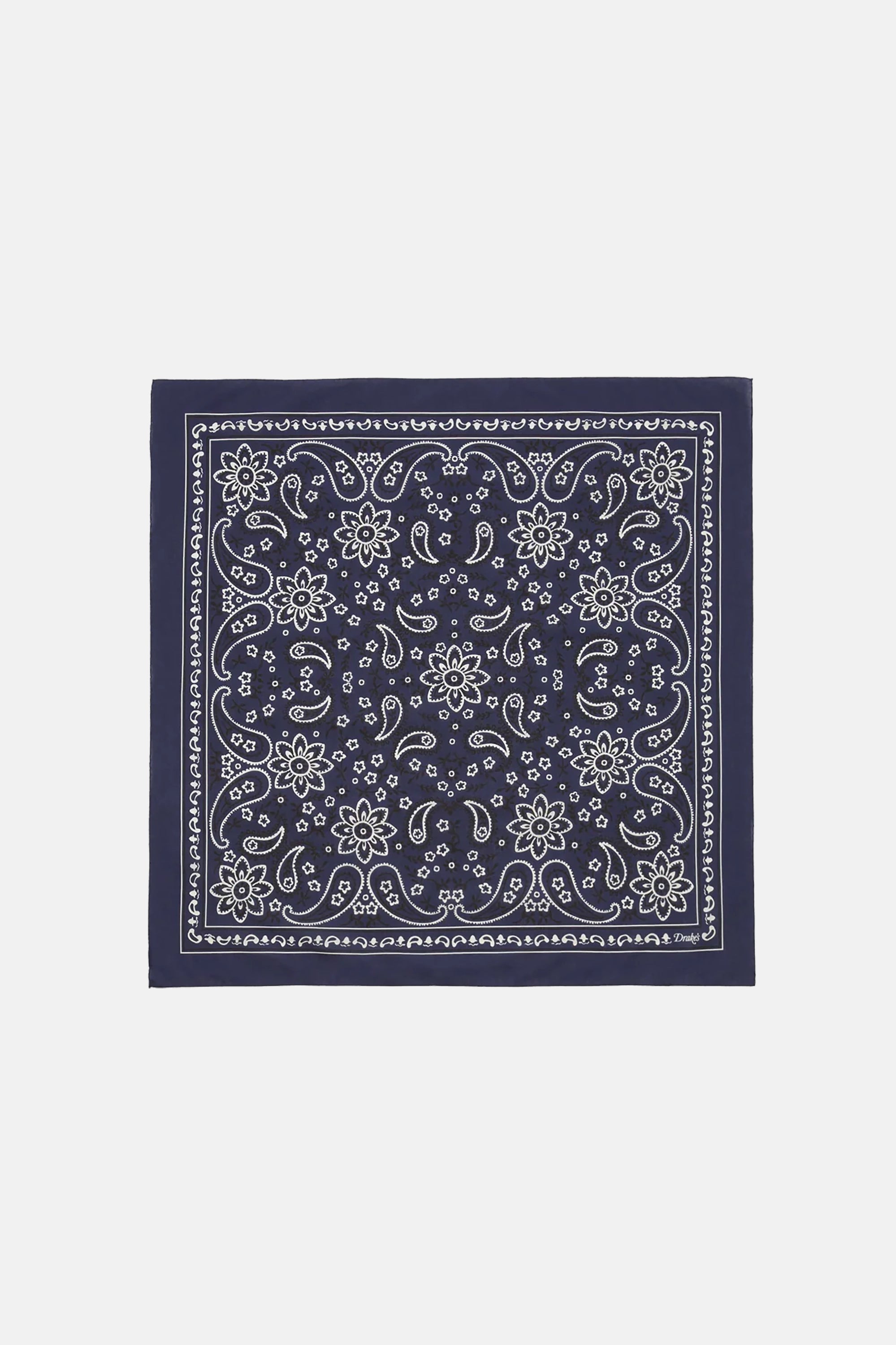 Navy Paisley Print Cotton Bandana
