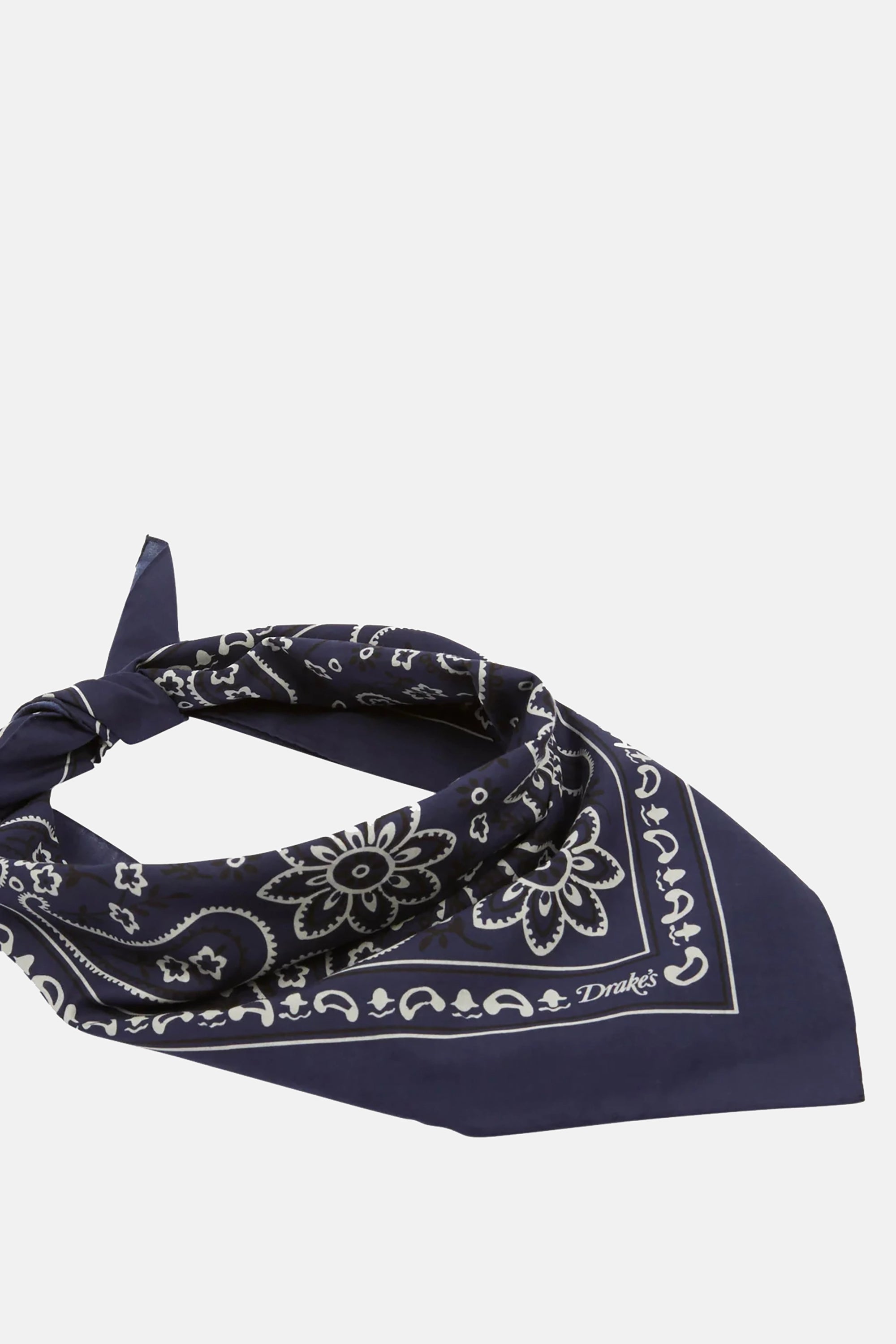Navy Paisley Print Cotton Bandana
