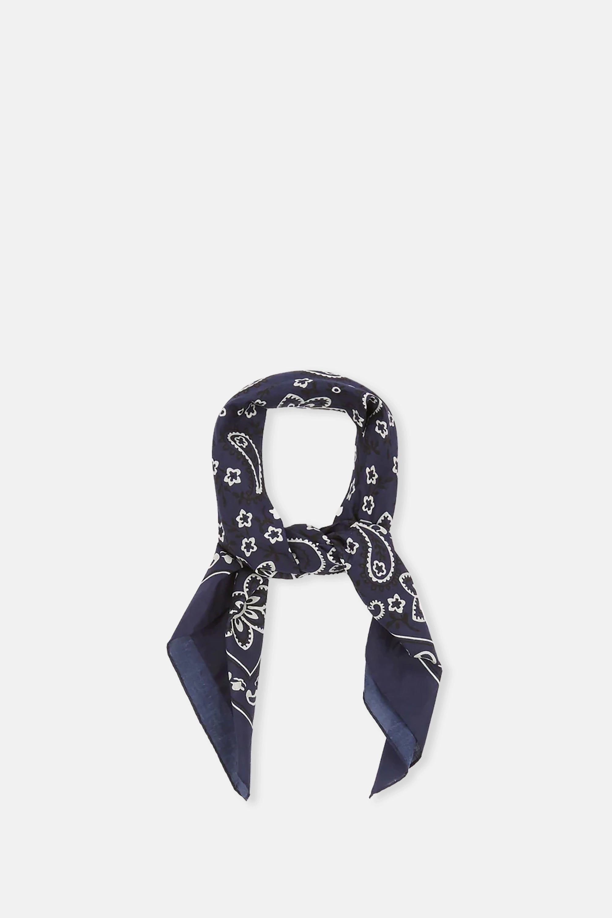 Navy Paisley Print Cotton Bandana