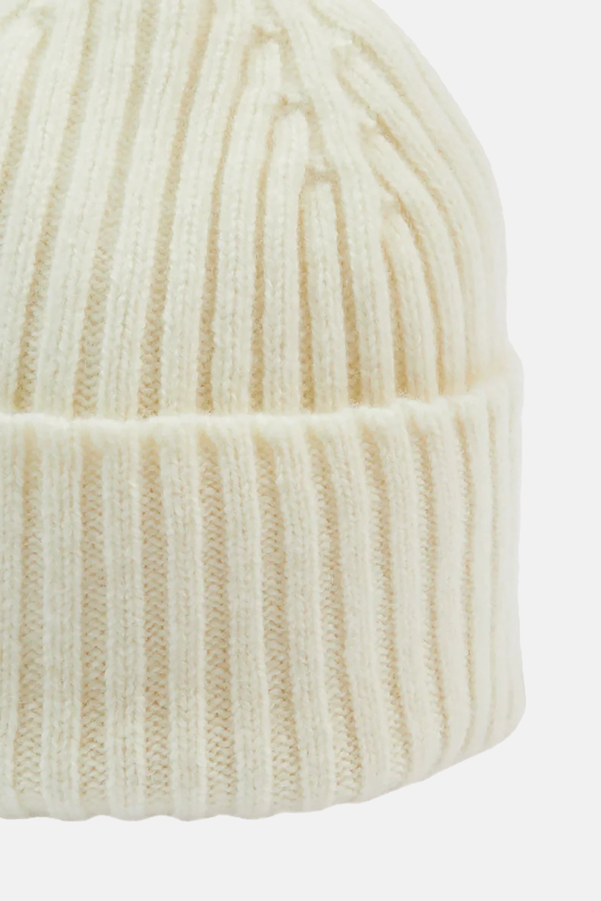 Ecru Lambswool Ribbed Knit Cap