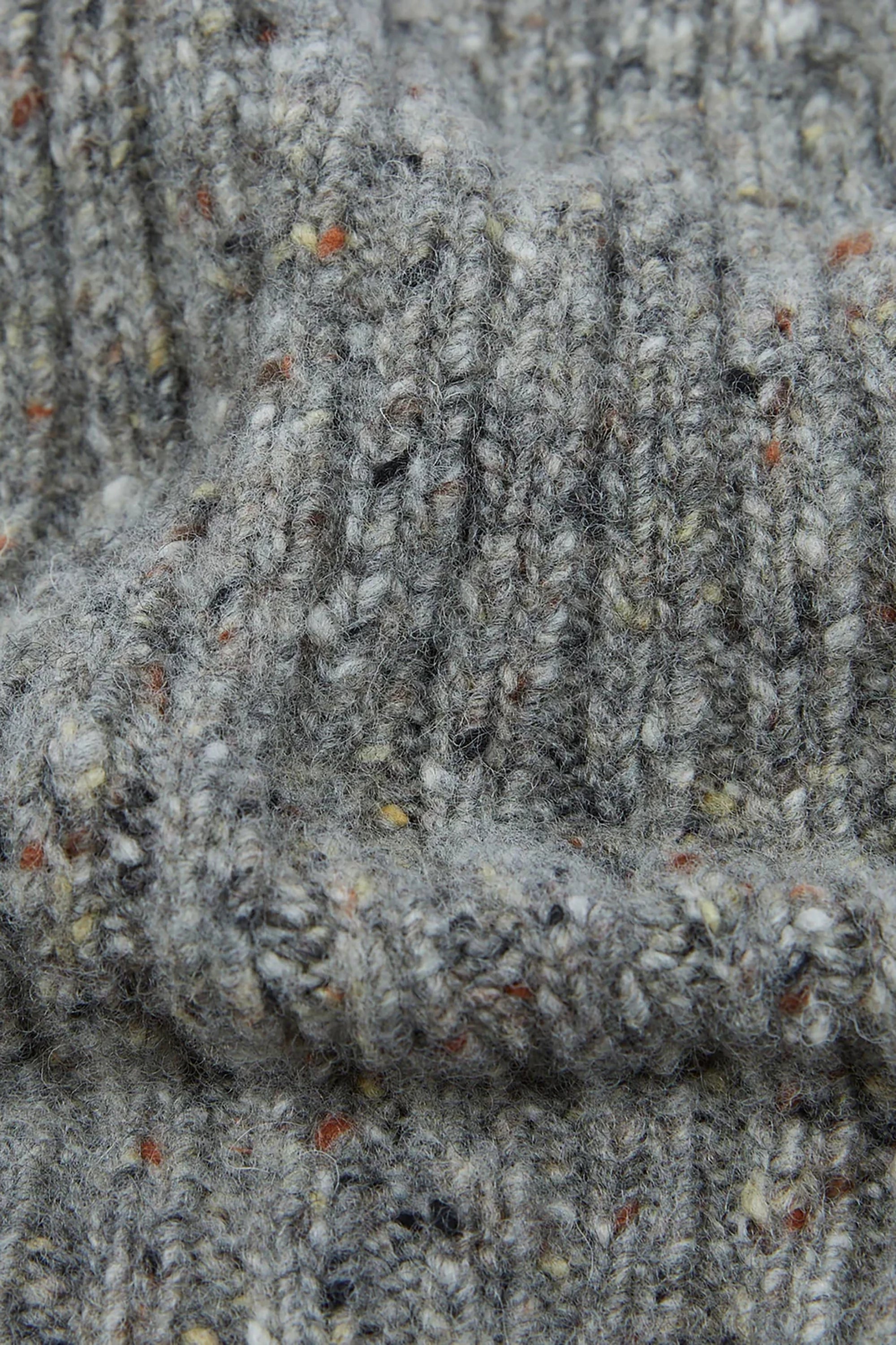 Light Grey Donegal Ribbed Merino Knit Cap