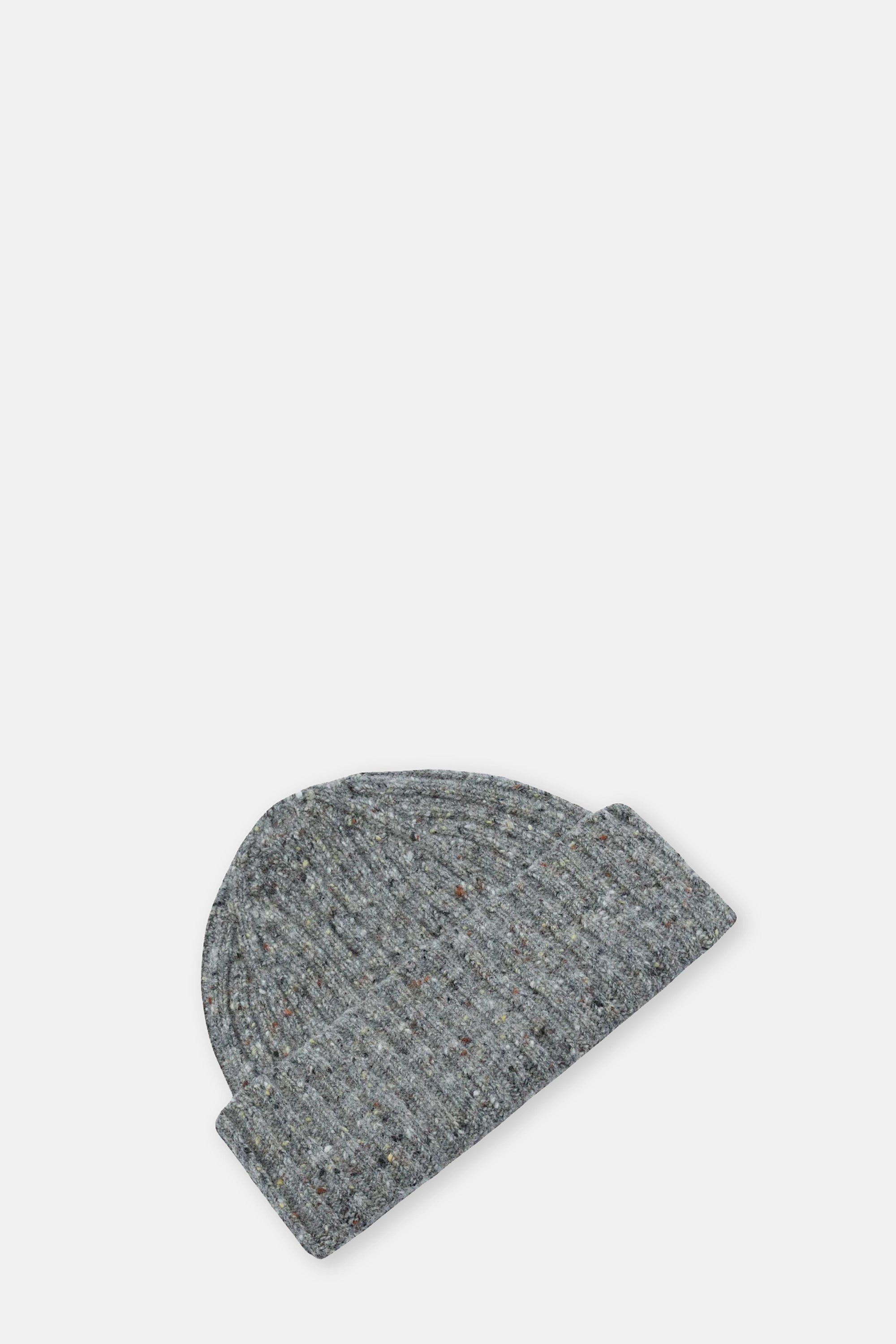 Light Grey Donegal Ribbed Merino Knit Cap