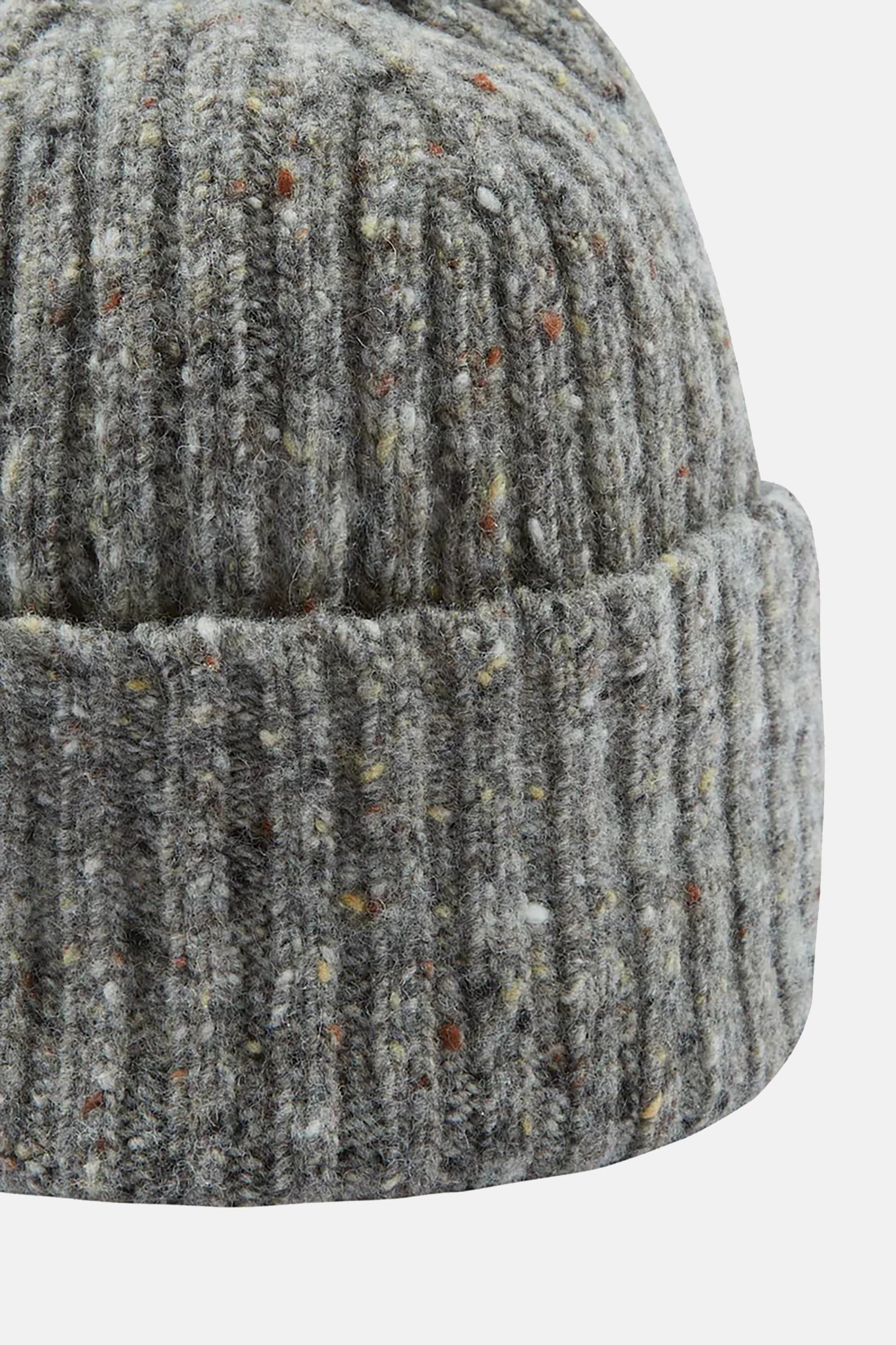 Light Grey Donegal Ribbed Merino Knit Cap